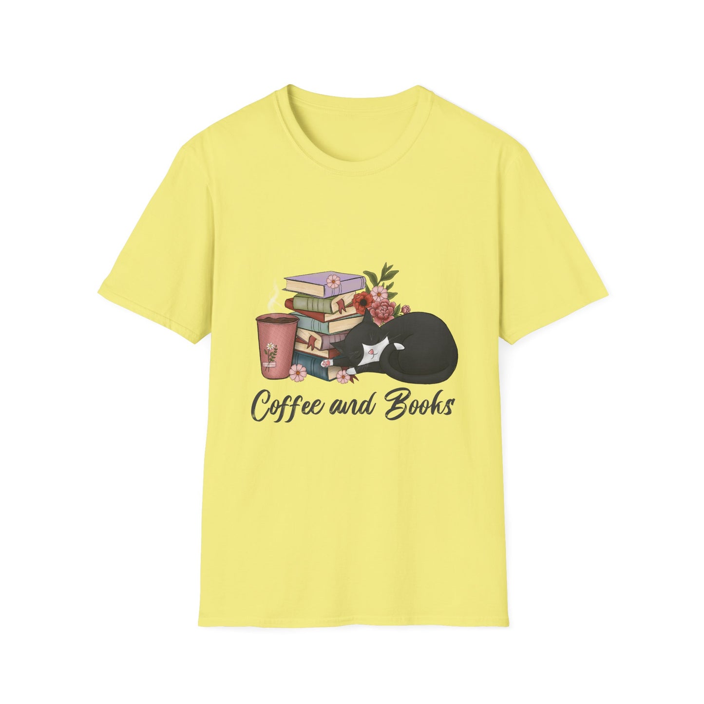 Coffee and Books Cat Tee