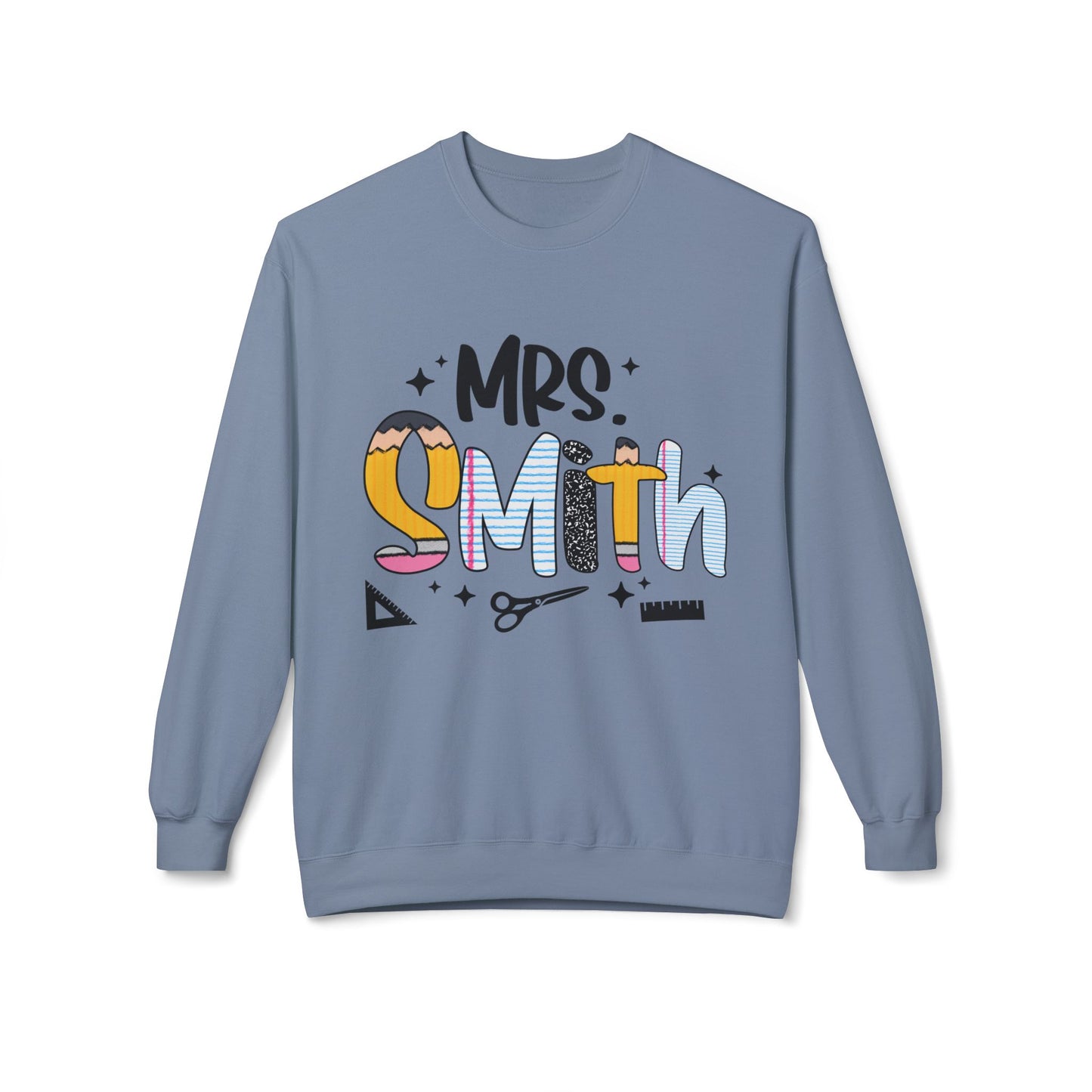 Personalized Mrs. Smith Crewneck Sweatshirt, Custom Fleece Sweatshirt, Cozy Gift for Her, Wedding Gift, Teacher Apparel, Fun Family Gift