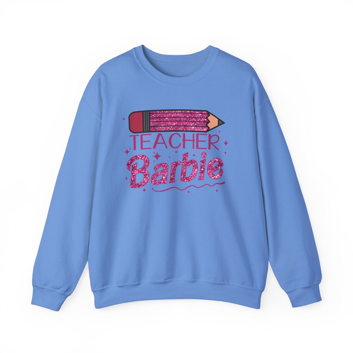 Glitter Pink Teacher Crewneck Sweatshirt | Fun Gift for Educators, Back to School, Teacher Appreciation, Casual Wear, Birthday Gift