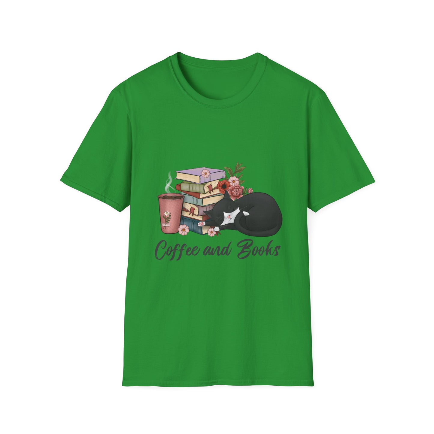 Coffee and Books Cat Tee