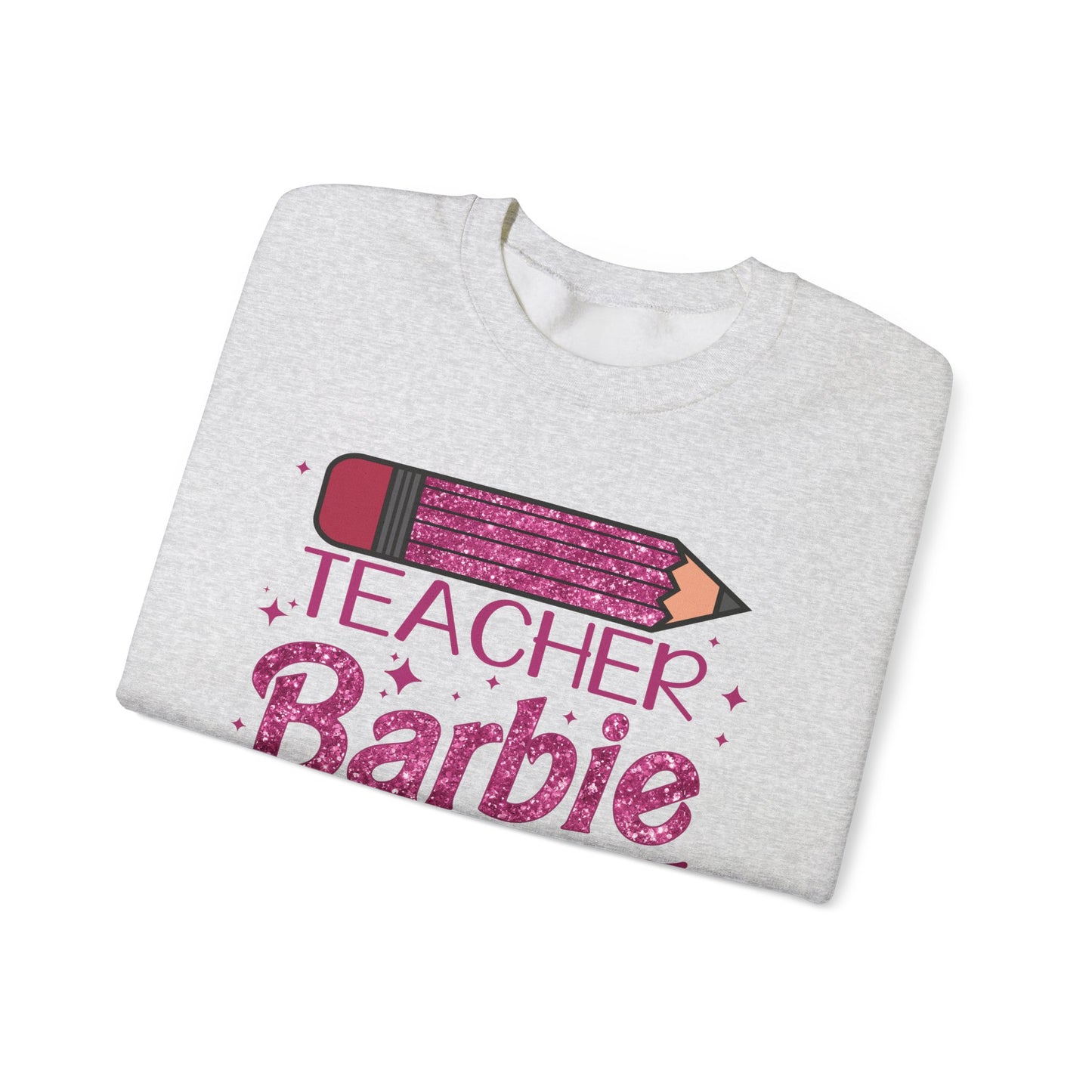 Glitter Pink Teacher Crewneck Sweatshirt | Fun Gift for Educators, Back to School, Teacher Appreciation, Casual Wear, Birthday Gift