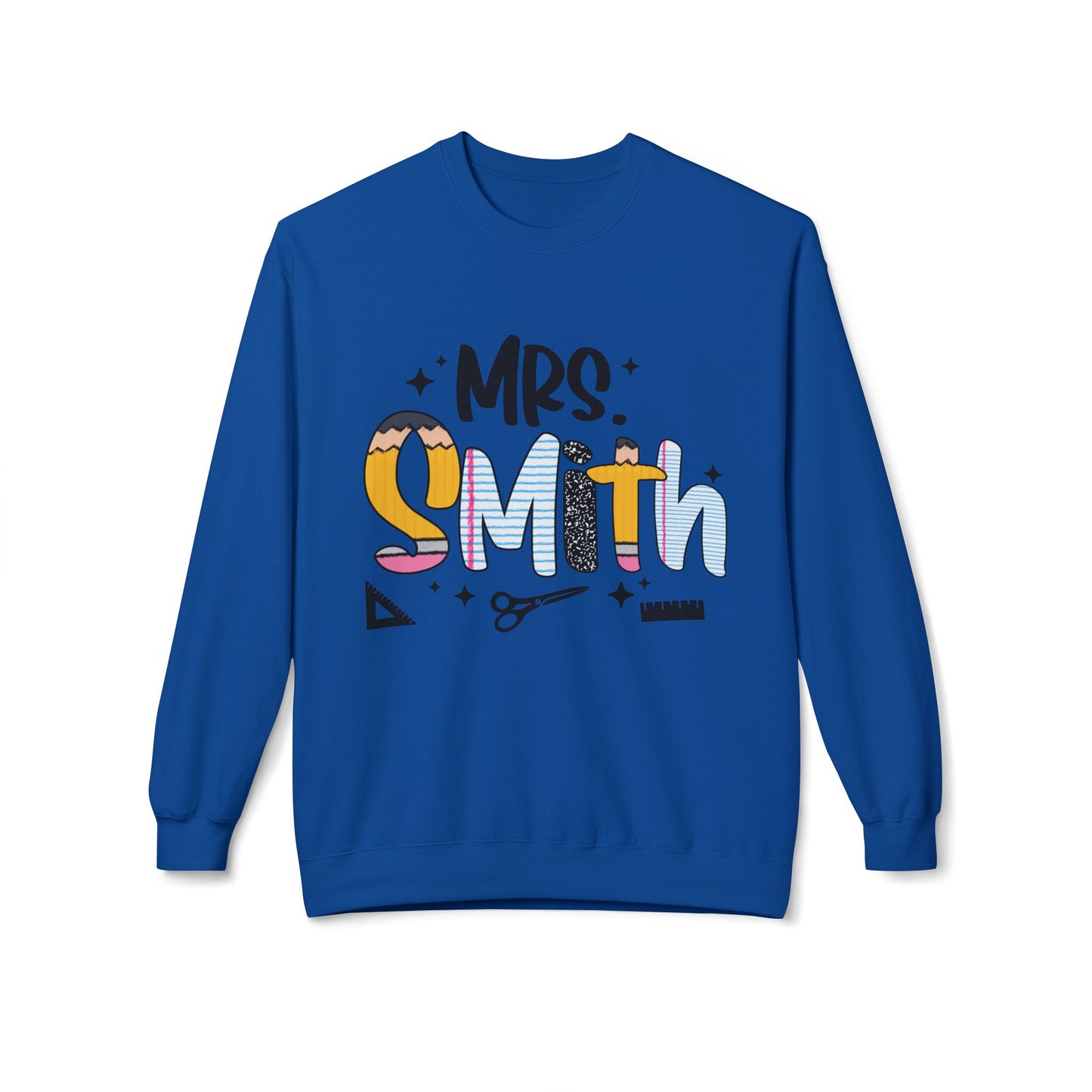 Personalized Mrs. Smith Crewneck Sweatshirt, Custom Fleece Sweatshirt, Cozy Gift for Her, Wedding Gift, Teacher Apparel, Fun Family Gift