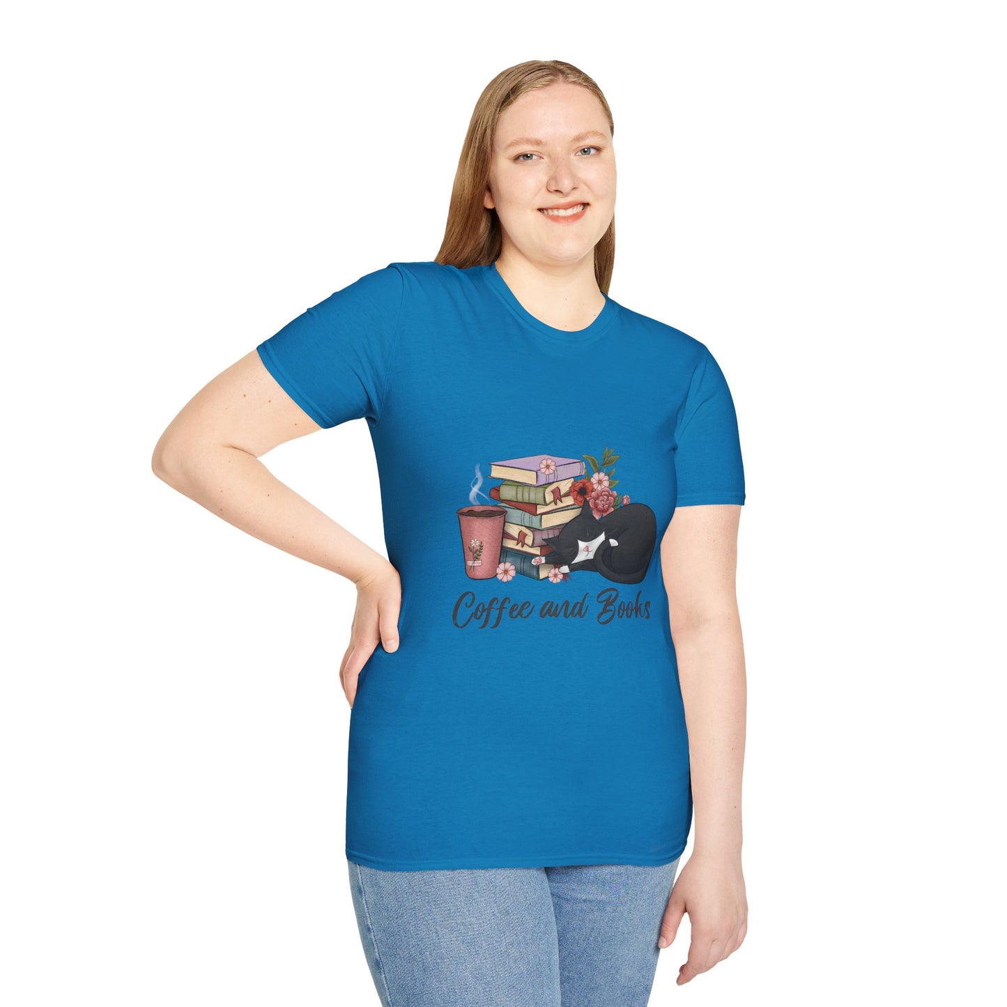 Coffee and Books Cat Tee