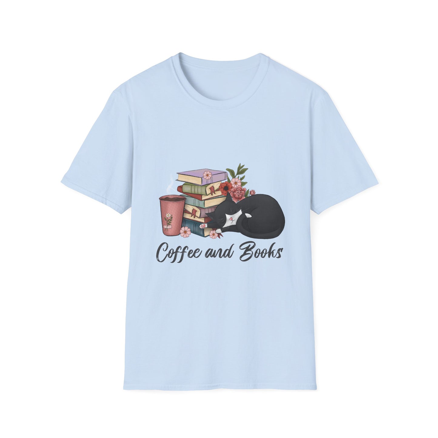 Coffee and Books Cat Tee