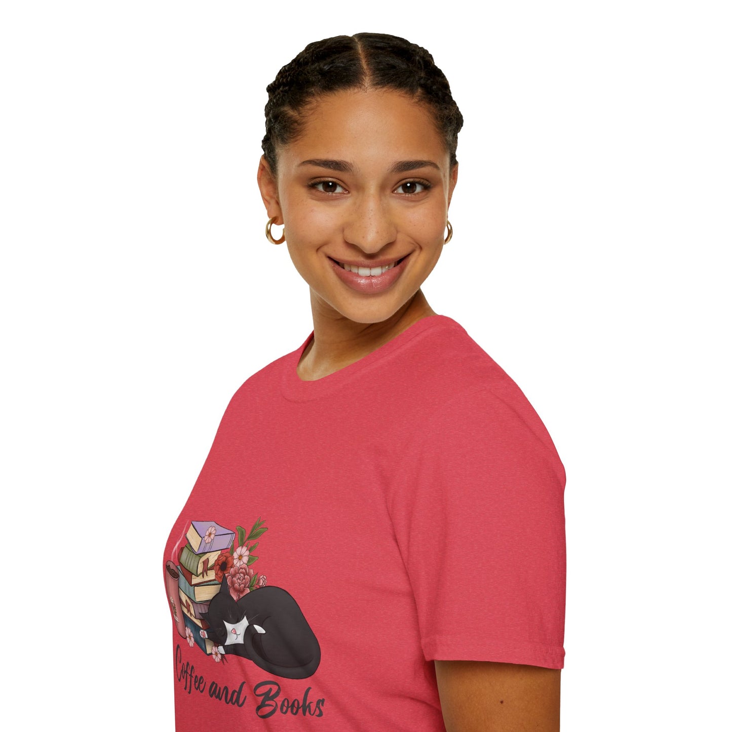 Coffee and Books Cat Tee