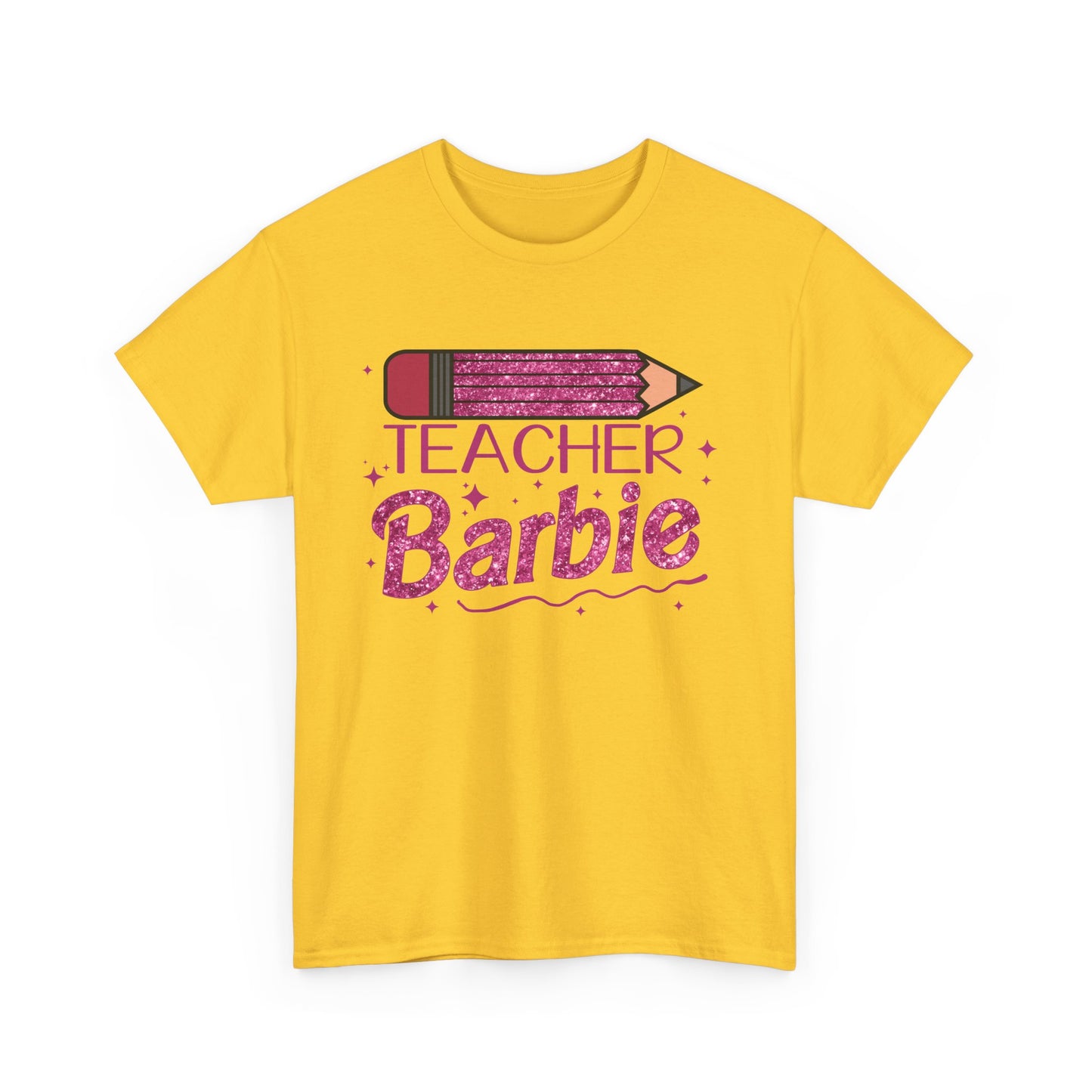 Pink Glittery Pencil Teacher Barbie T-Shirt