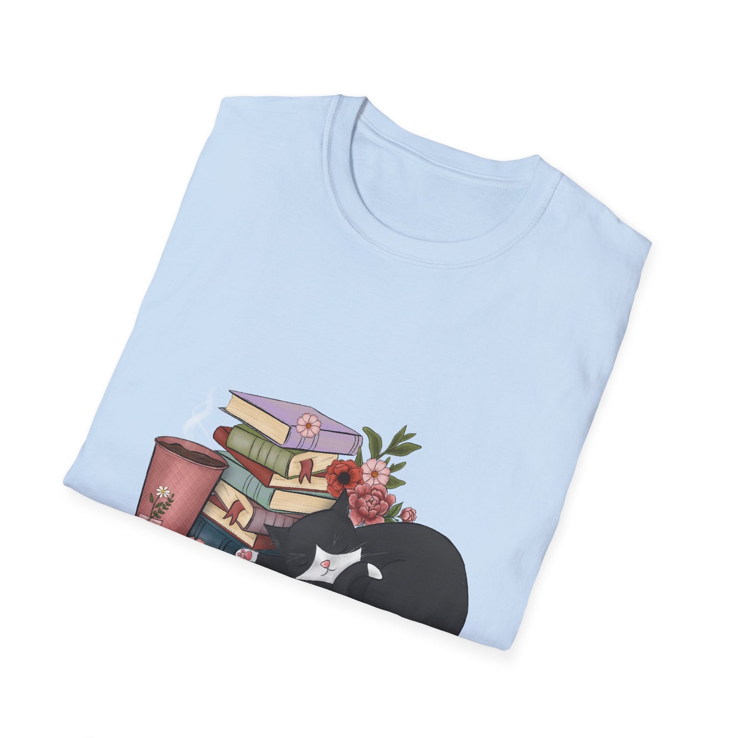 Coffee and Books Cat Tee