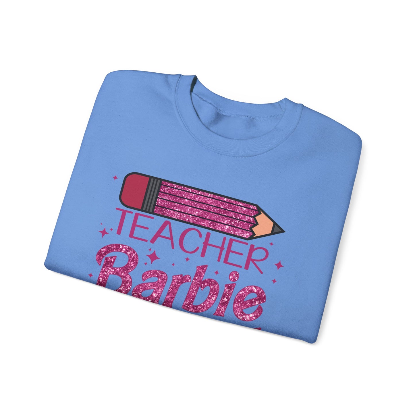 Glitter Pink Teacher Crewneck Sweatshirt | Fun Gift for Educators, Back to School, Teacher Appreciation, Casual Wear, Birthday Gift