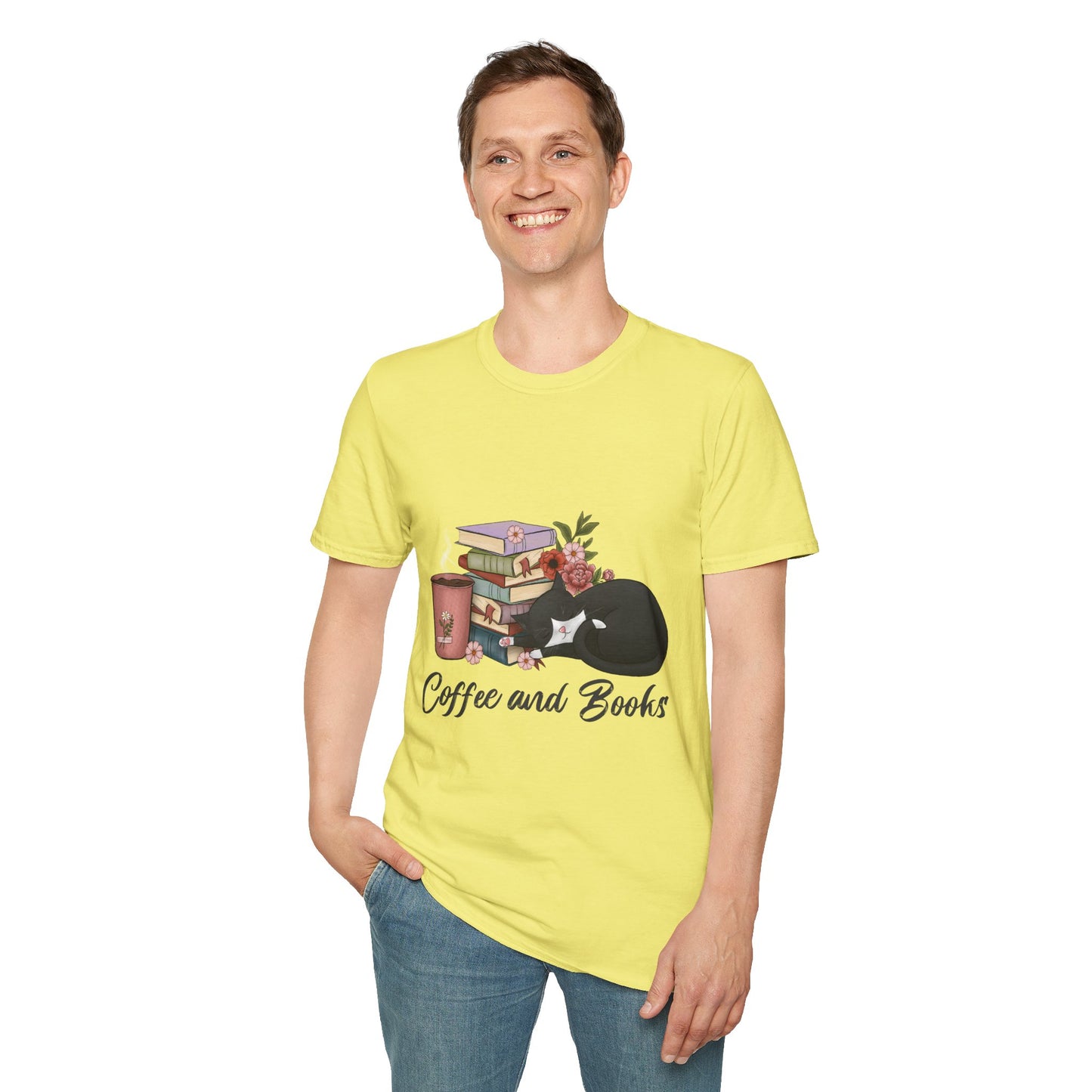 Coffee and Books Cat Tee