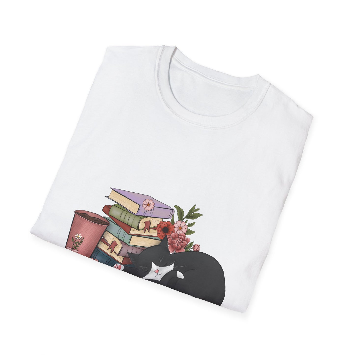 Coffee and Books Cat Tee