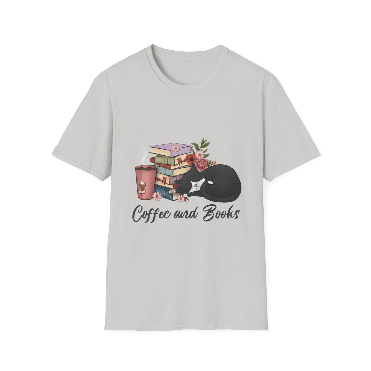 Coffee and Books Cat Tee