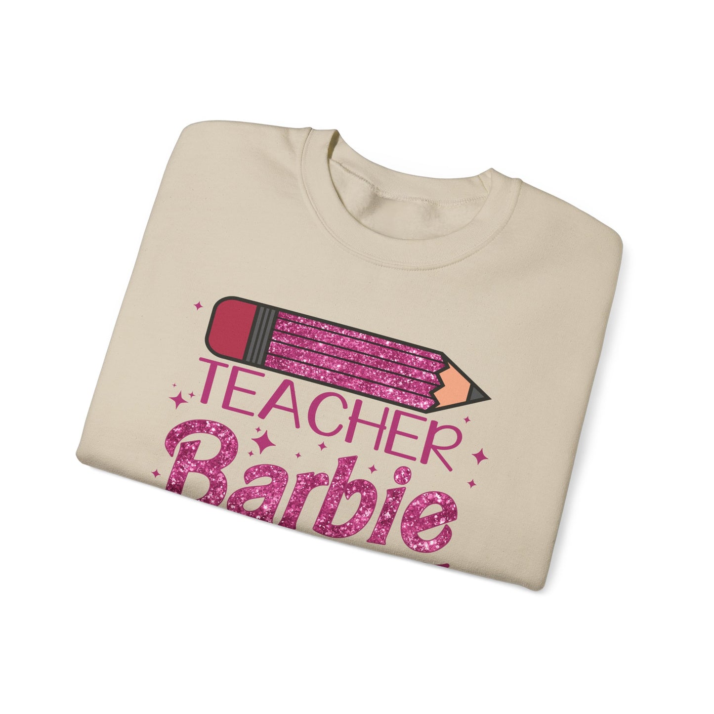 Glitter Pink Teacher Crewneck Sweatshirt | Fun Gift for Educators, Back to School, Teacher Appreciation, Casual Wear, Birthday Gift