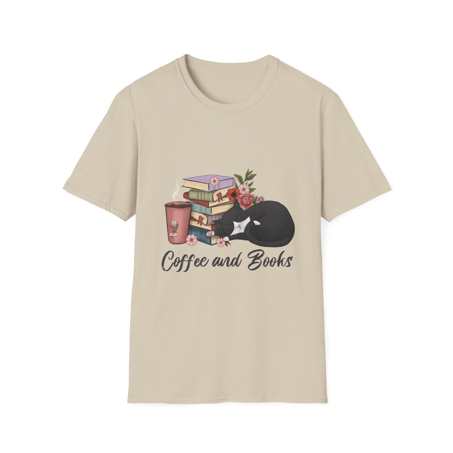 Coffee and Books Cat Tee