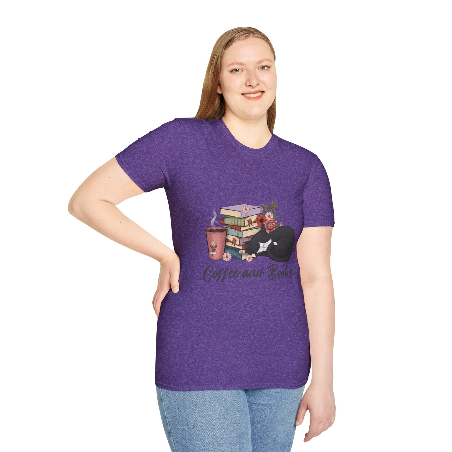 Coffee and Books Cat Tee