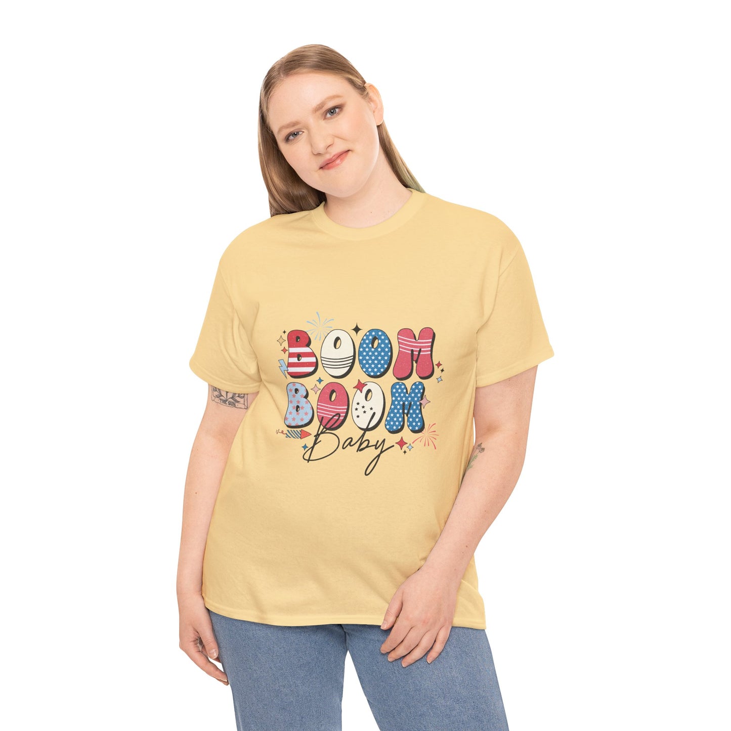 Celebrate Independence Day T-Shirt, Boom Boom Baby Tee, Fun Summer Shirt, Patriotic Apparel, Fourth of July Party Gift