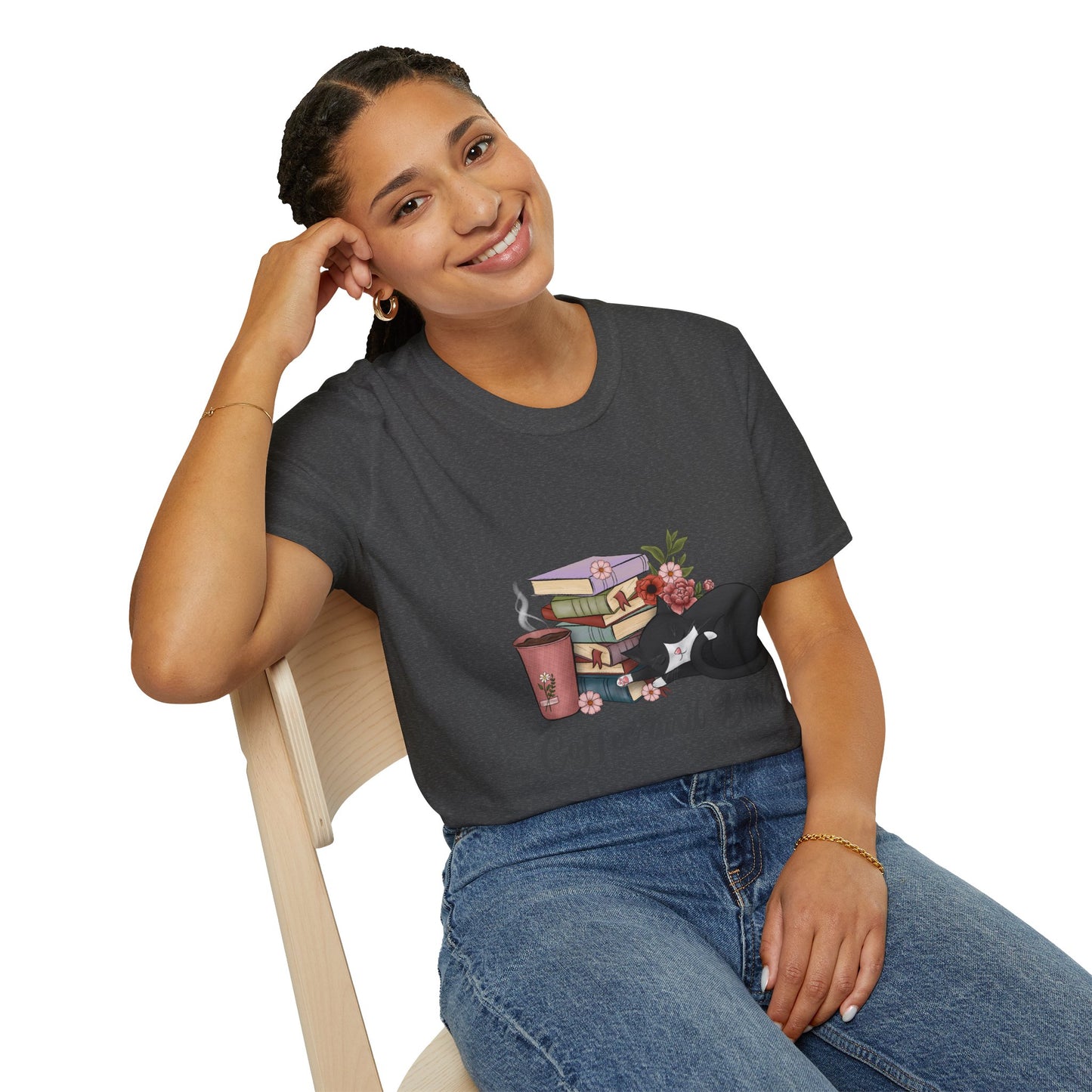 Coffee and Books Cat Tee