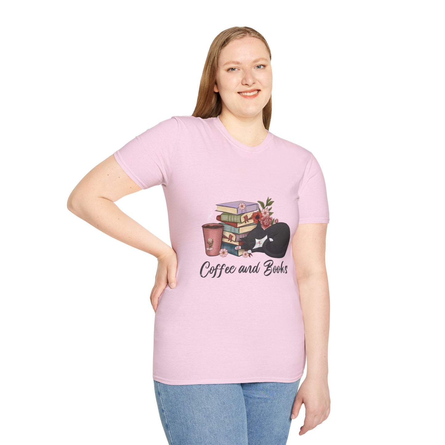 Coffee and Books Cat Tee