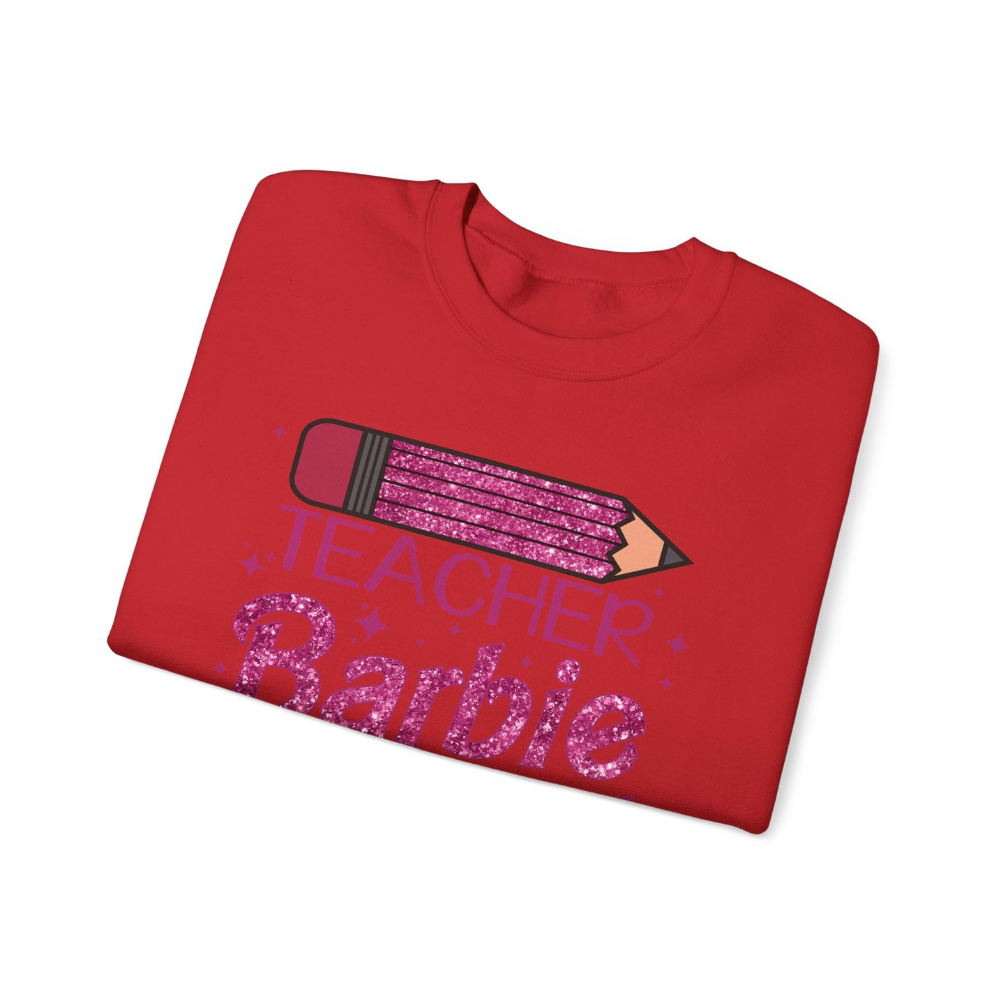 Glitter Pink Teacher Crewneck Sweatshirt | Fun Gift for Educators, Back to School, Teacher Appreciation, Casual Wear, Birthday Gift