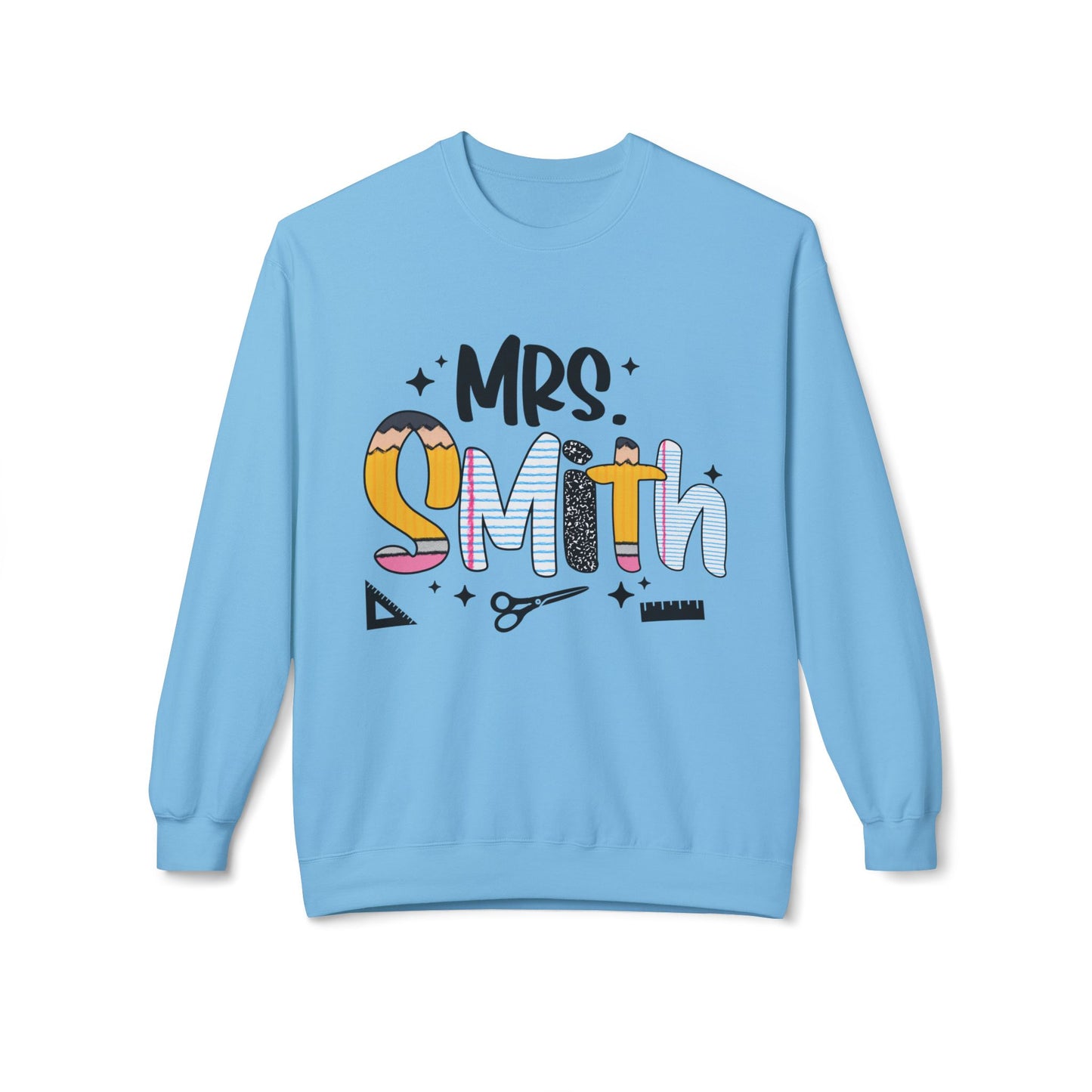 Personalized Mrs. Smith Crewneck Sweatshirt, Custom Fleece Sweatshirt, Cozy Gift for Her, Wedding Gift, Teacher Apparel, Fun Family Gift