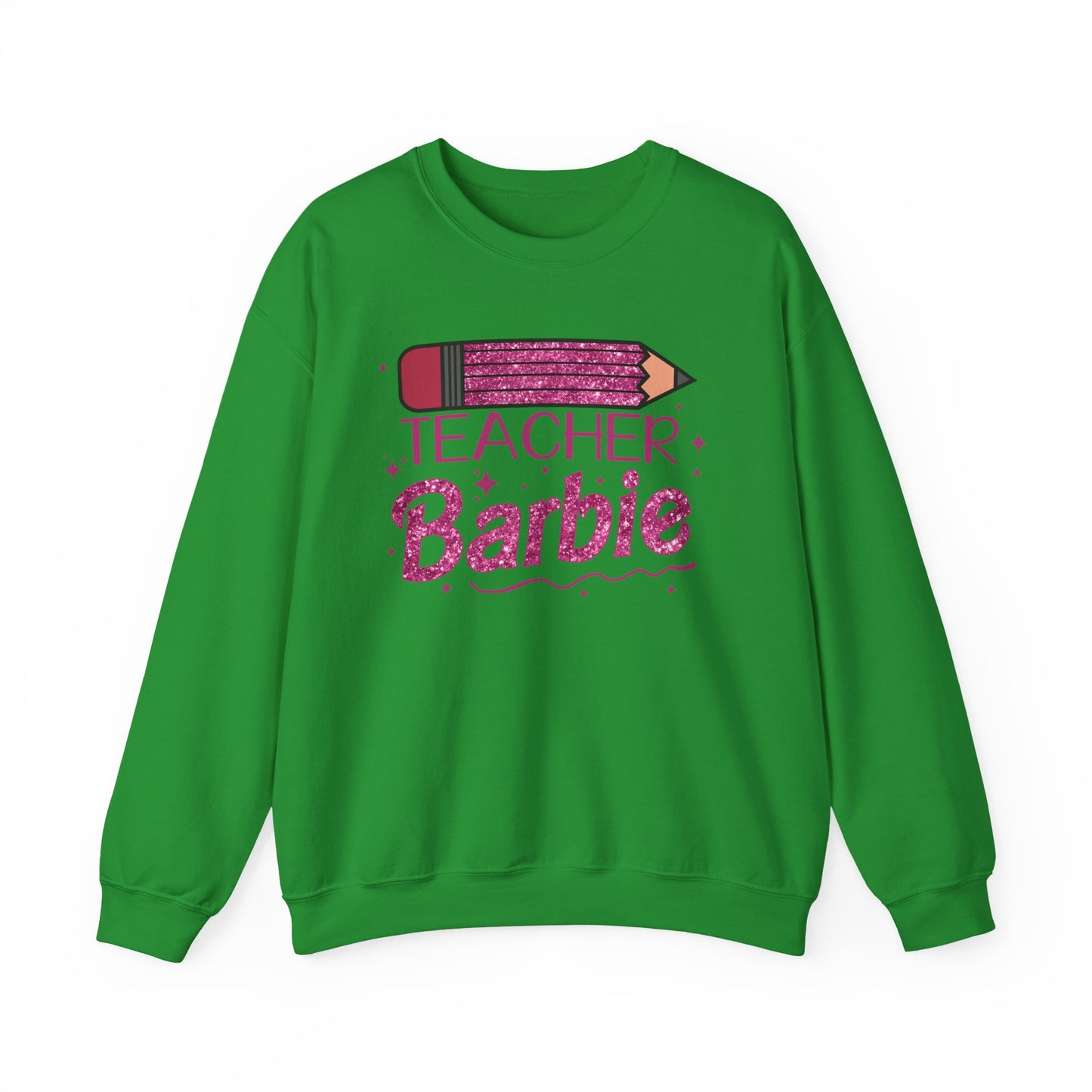 Glitter Pink Teacher Crewneck Sweatshirt | Fun Gift for Educators, Back to School, Teacher Appreciation, Casual Wear, Birthday Gift
