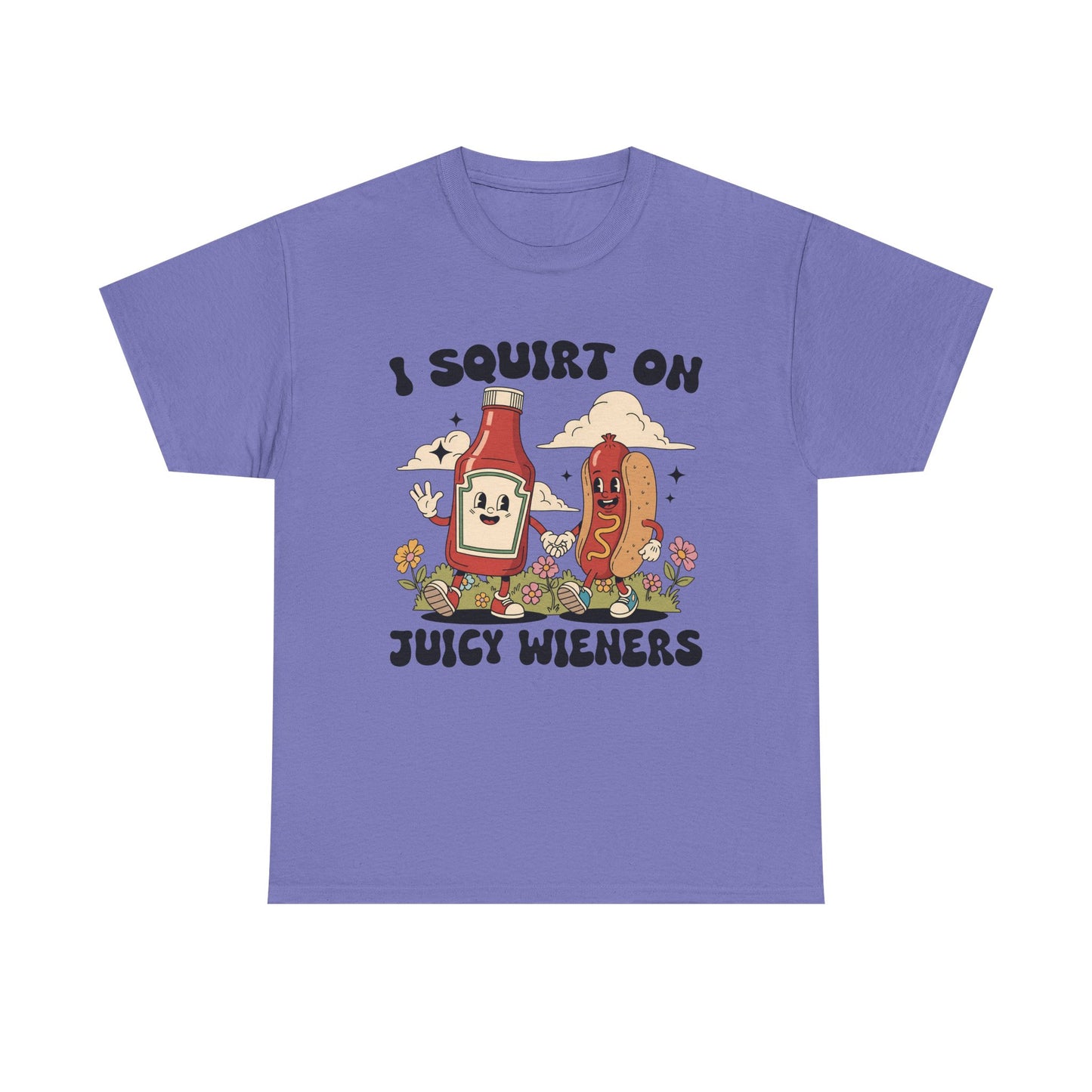 Funny Foodie Unisex Tee - I Squirt on Juicy Wieners, Humorous Gift, BBQ Shirt, Summer Party Apparel, Casual Wear, Food Lover's Tee