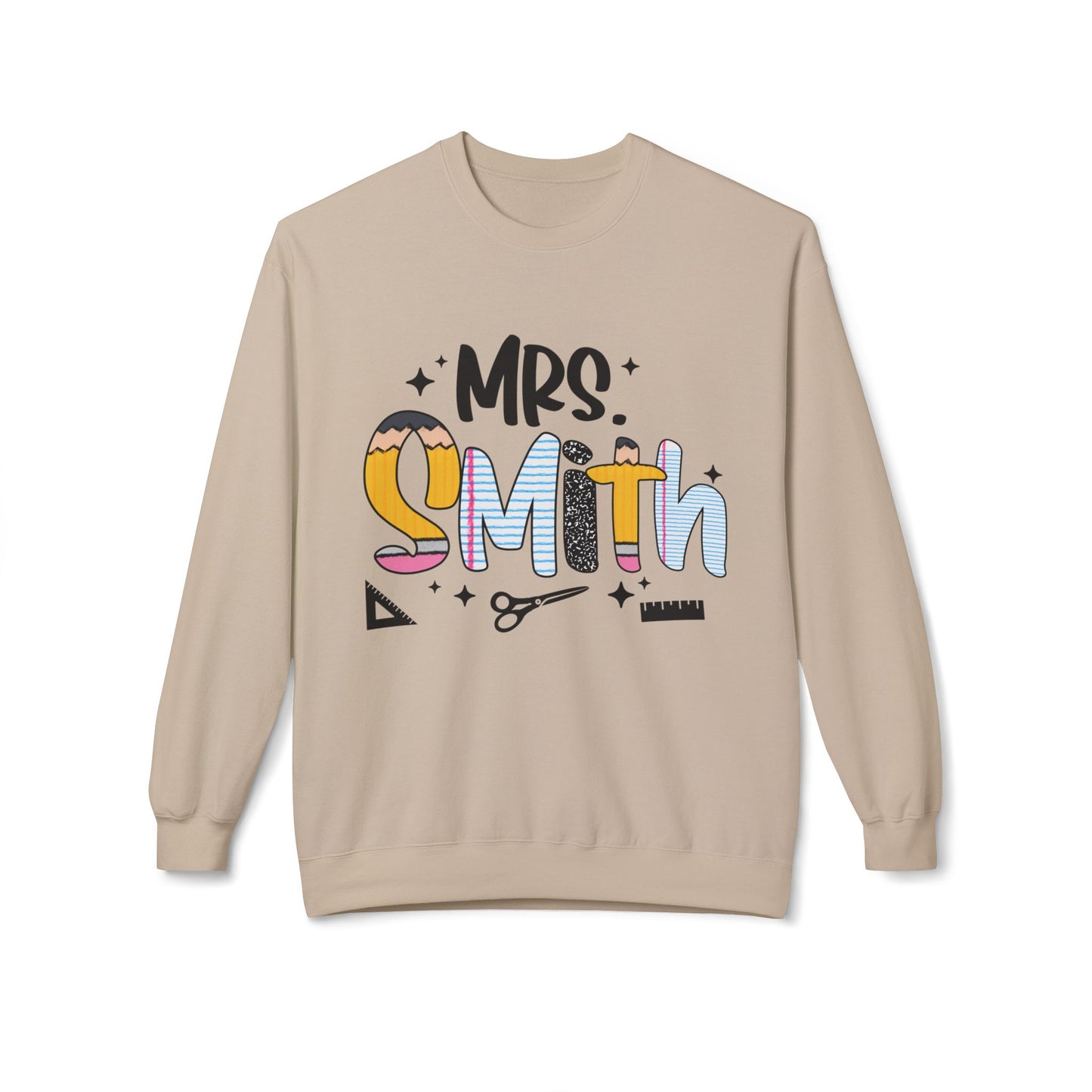 Personalized Mrs. Smith Crewneck Sweatshirt, Custom Fleece Sweatshirt, Cozy Gift for Her, Wedding Gift, Teacher Apparel, Fun Family Gift