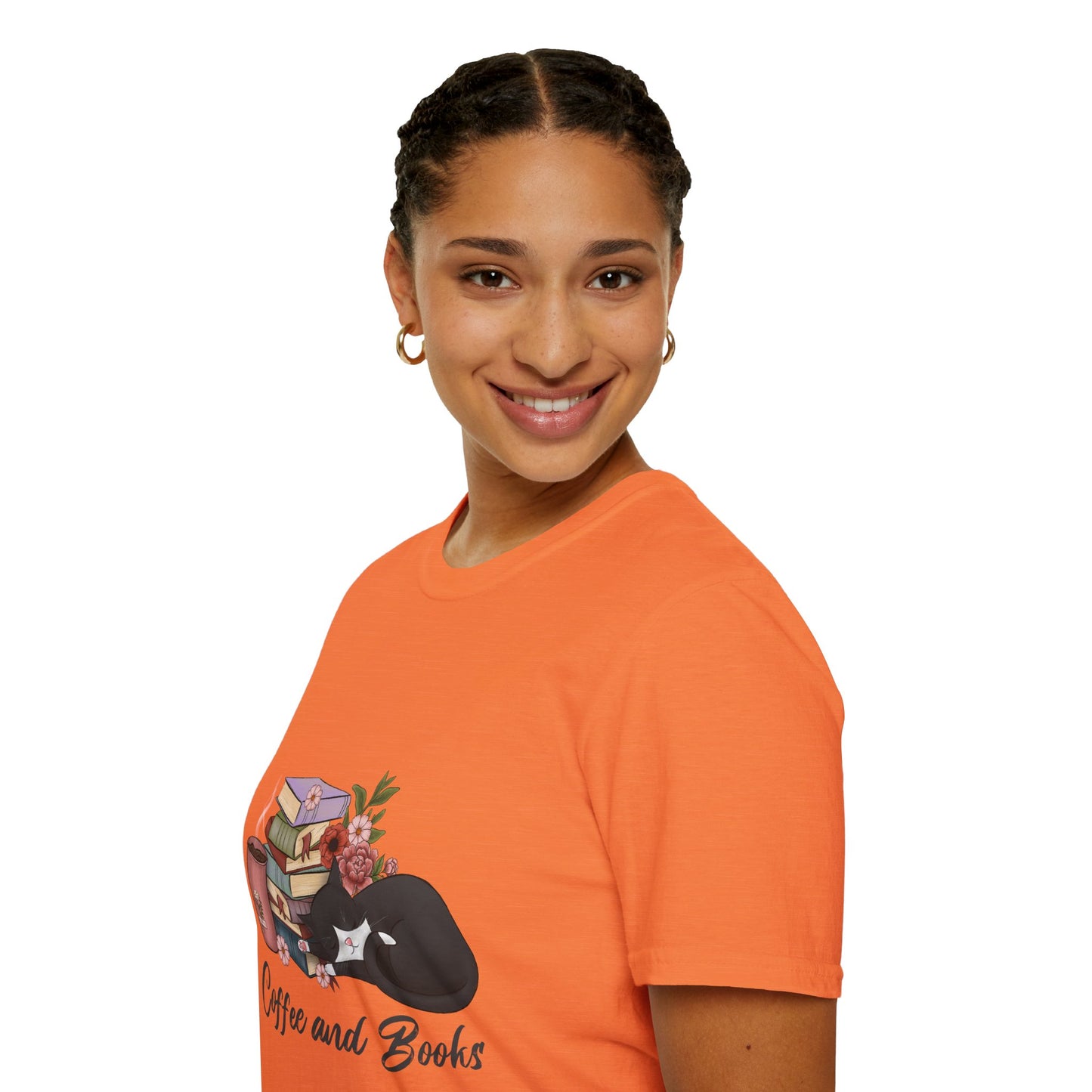 Coffee and Books Cat Tee