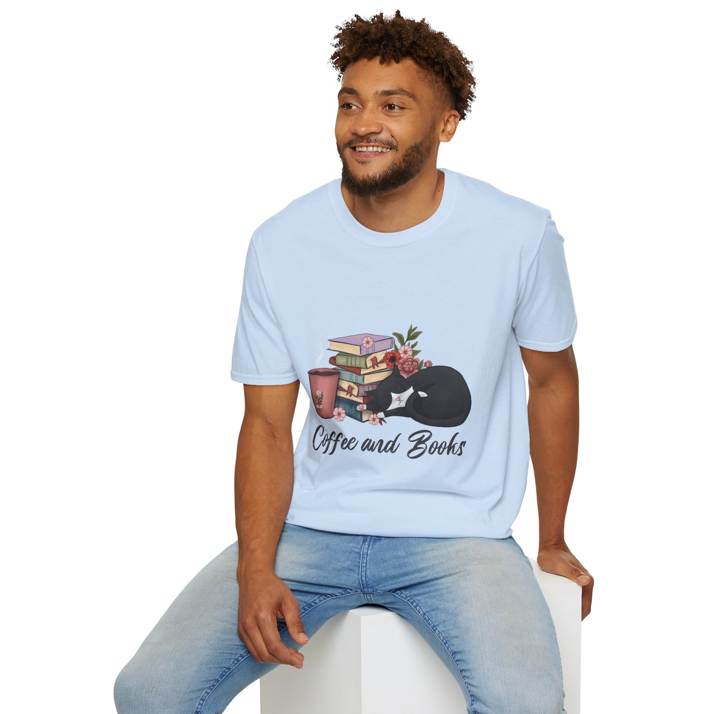 Coffee and Books Cat Tee