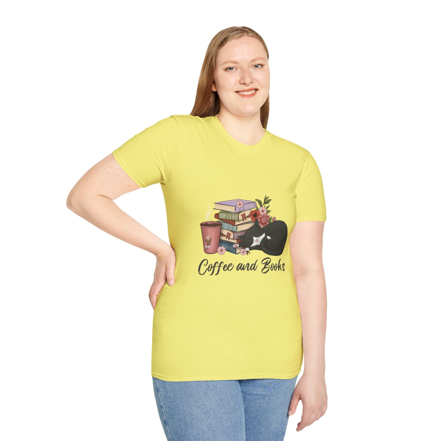 Coffee and Books Cat Tee