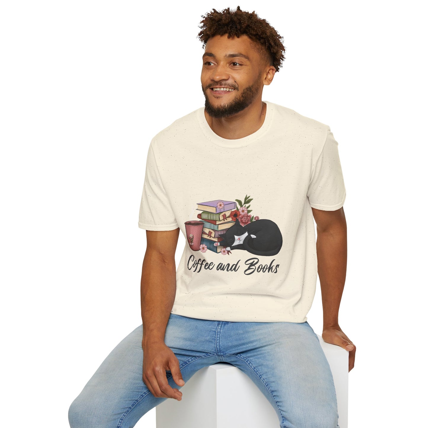 Coffee and Books Cat Tee