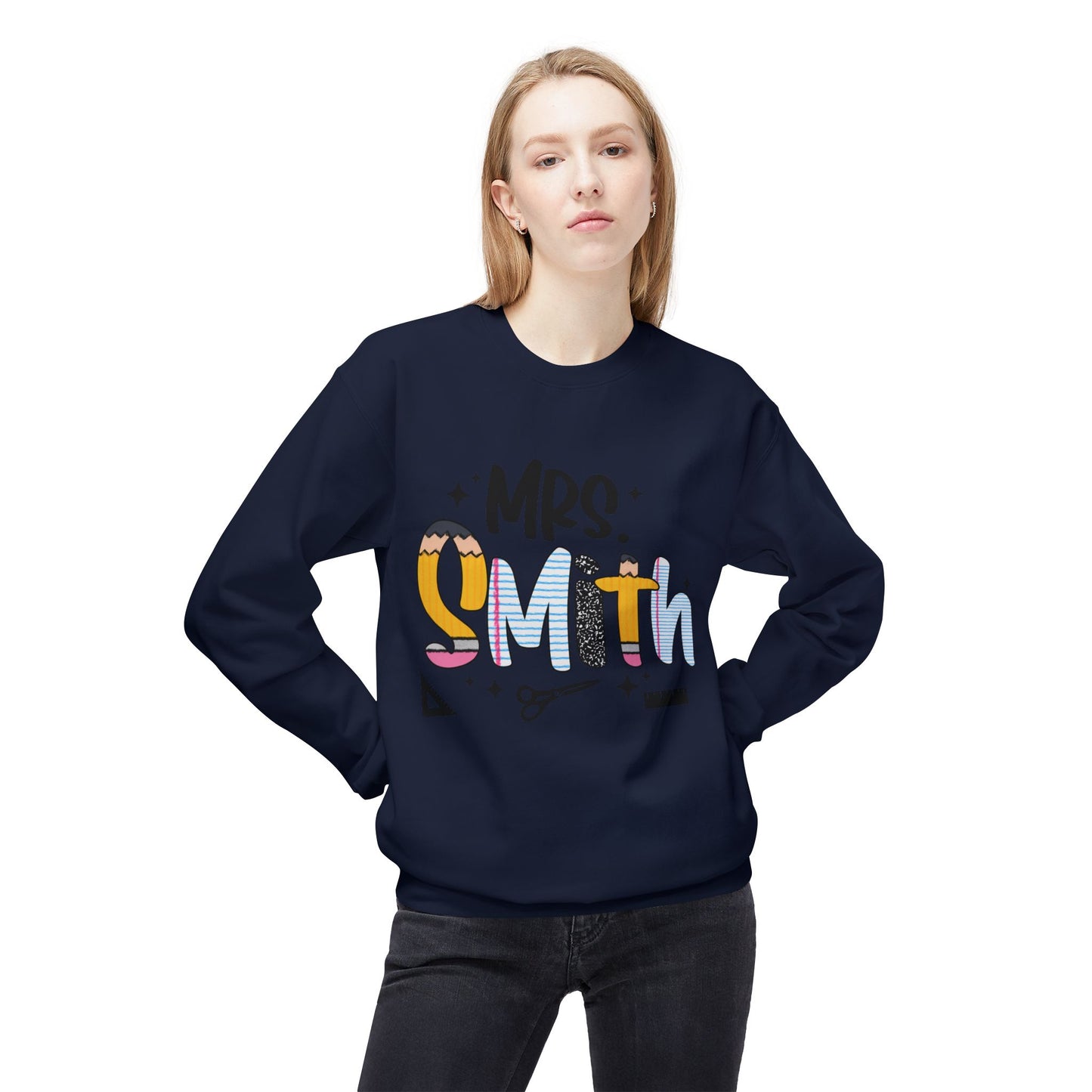 Personalized Mrs. Smith Crewneck Sweatshirt, Custom Fleece Sweatshirt, Cozy Gift for Her, Wedding Gift, Teacher Apparel, Fun Family Gift