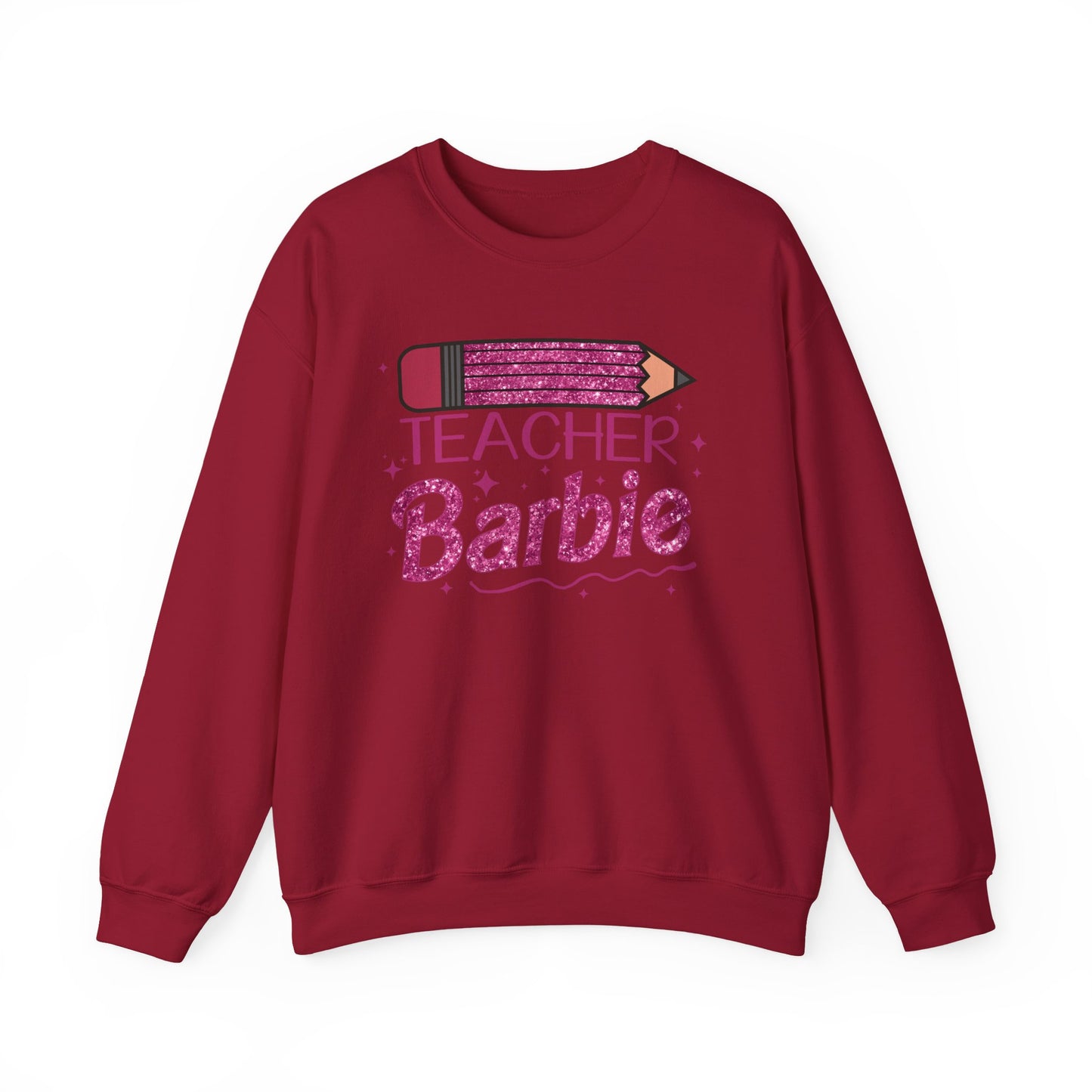Glitter Pink Teacher Crewneck Sweatshirt | Fun Gift for Educators, Back to School, Teacher Appreciation, Casual Wear, Birthday Gift