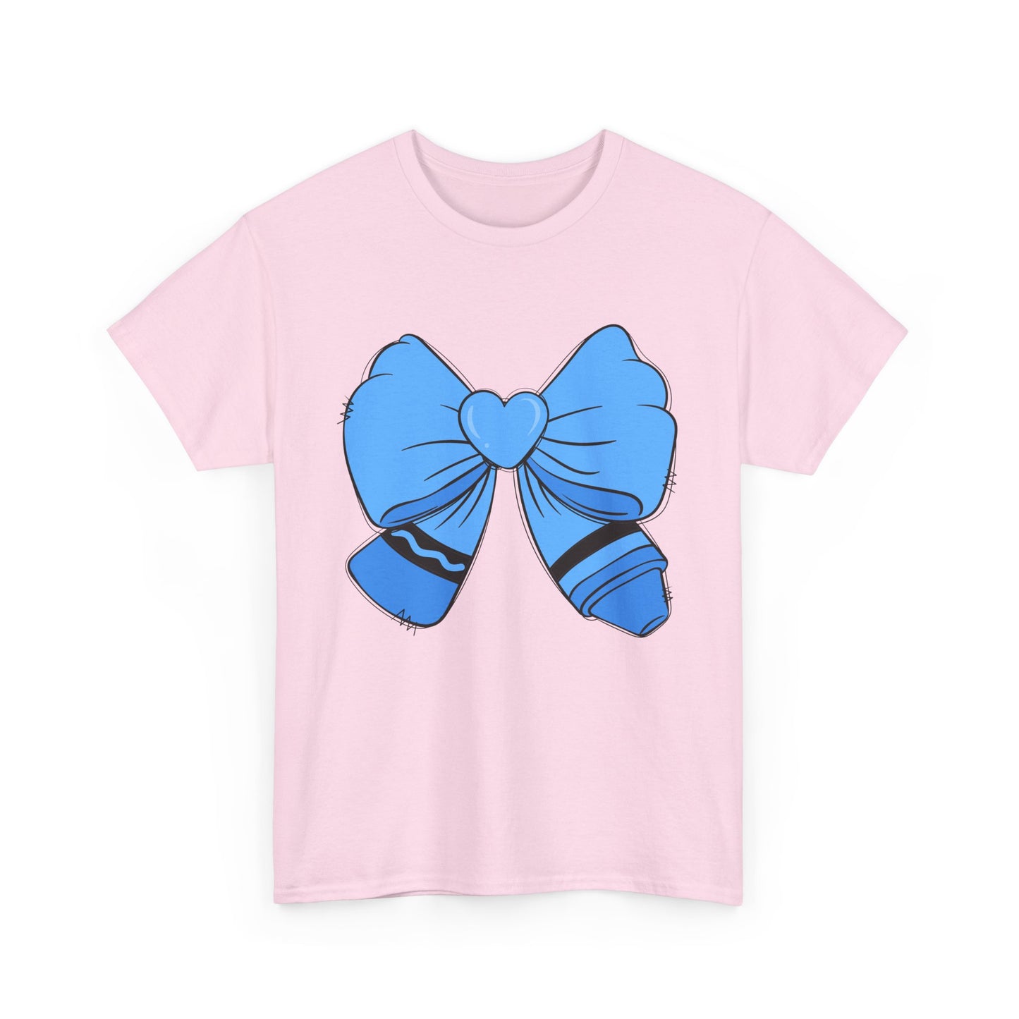 Blue Bow Heart Unisex Tee | Cute Graphic T-Shirt, Gift for Friends, Trendy Casual Wear, Birthday Apparel, Stylish Everyday Top