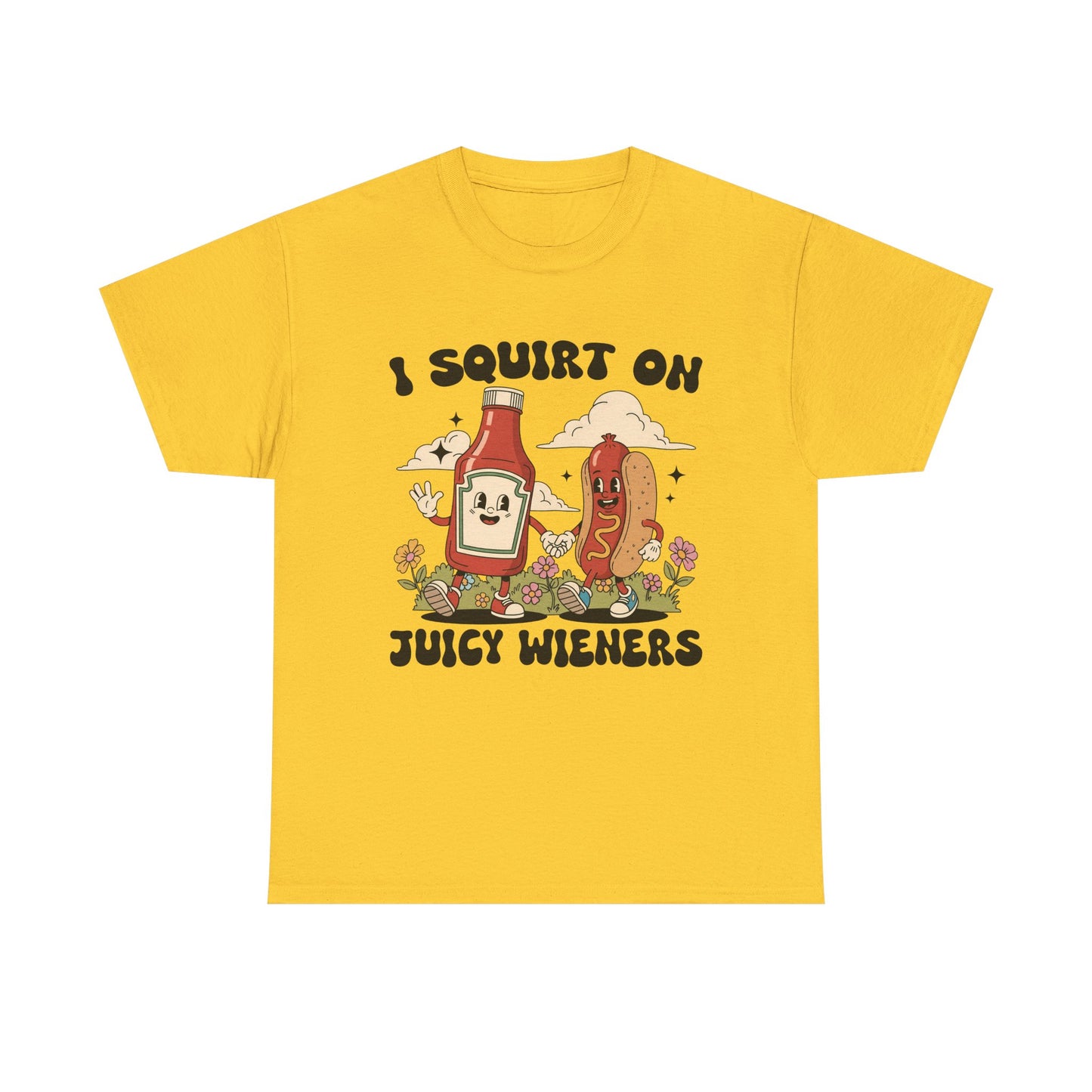 Funny Foodie Unisex Tee - I Squirt on Juicy Wieners, Humorous Gift, BBQ Shirt, Summer Party Apparel, Casual Wear, Food Lover's Tee