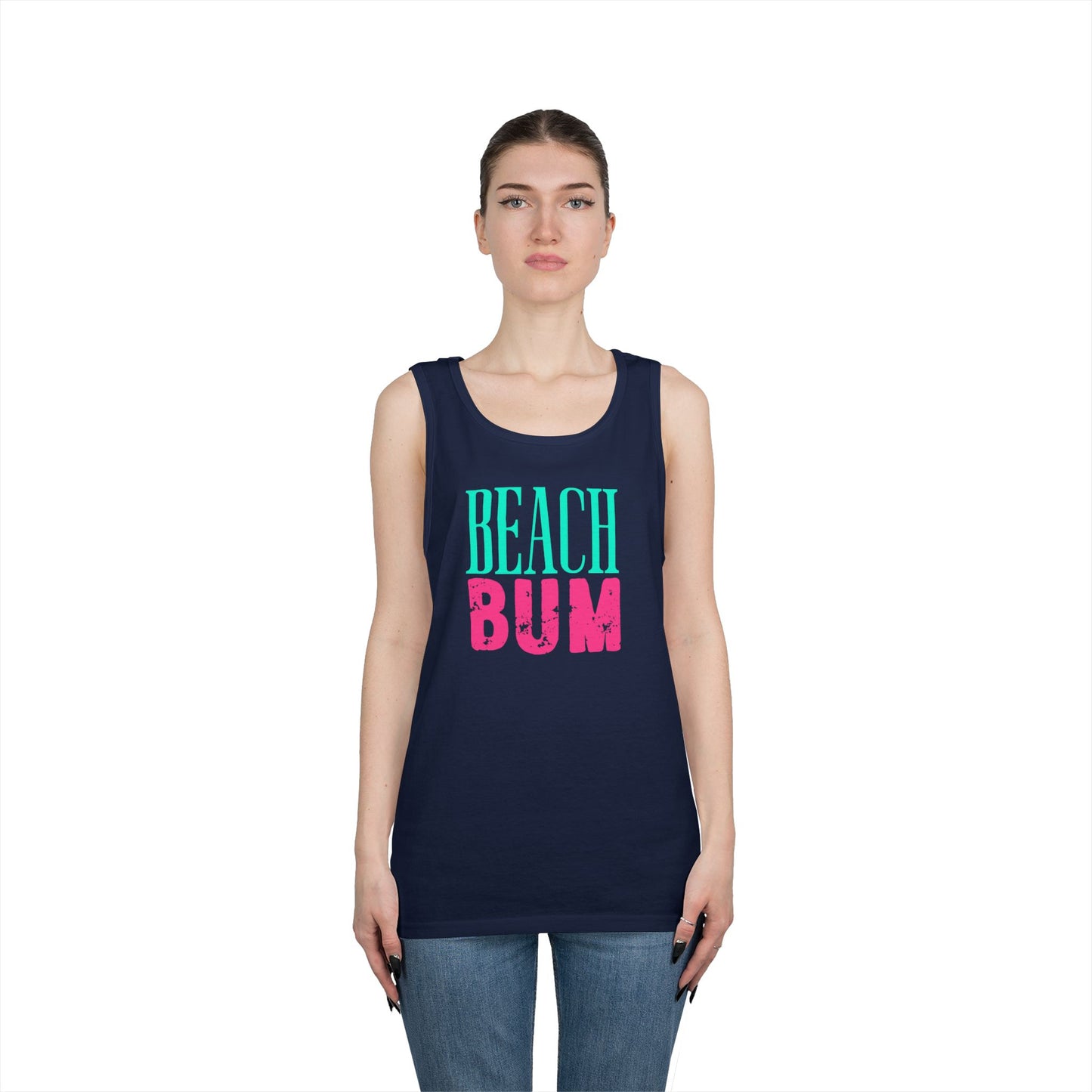 Beach Bum Tank Top – Retro Teal & Pink Summer Graphic