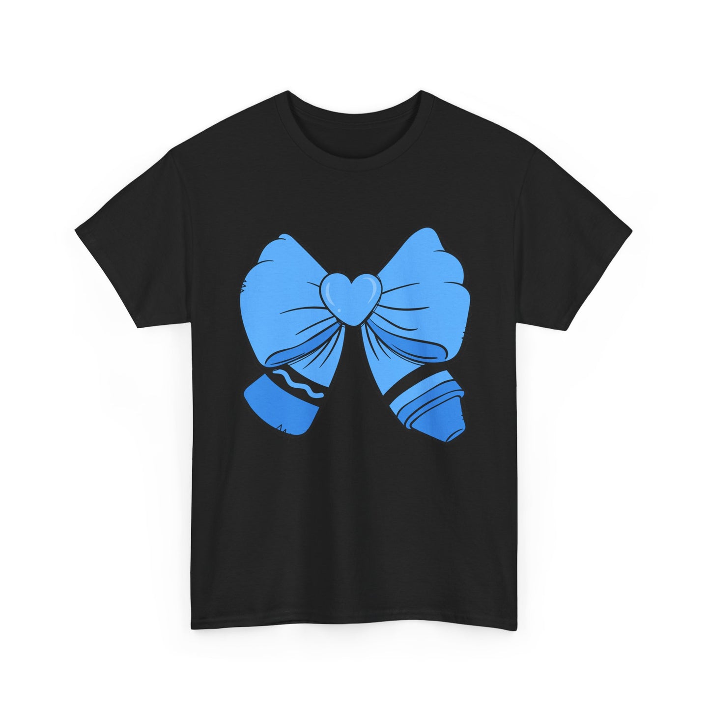 Blue Bow Heart Unisex Tee | Cute Graphic T-Shirt, Gift for Friends, Trendy Casual Wear, Birthday Apparel, Stylish Everyday Top