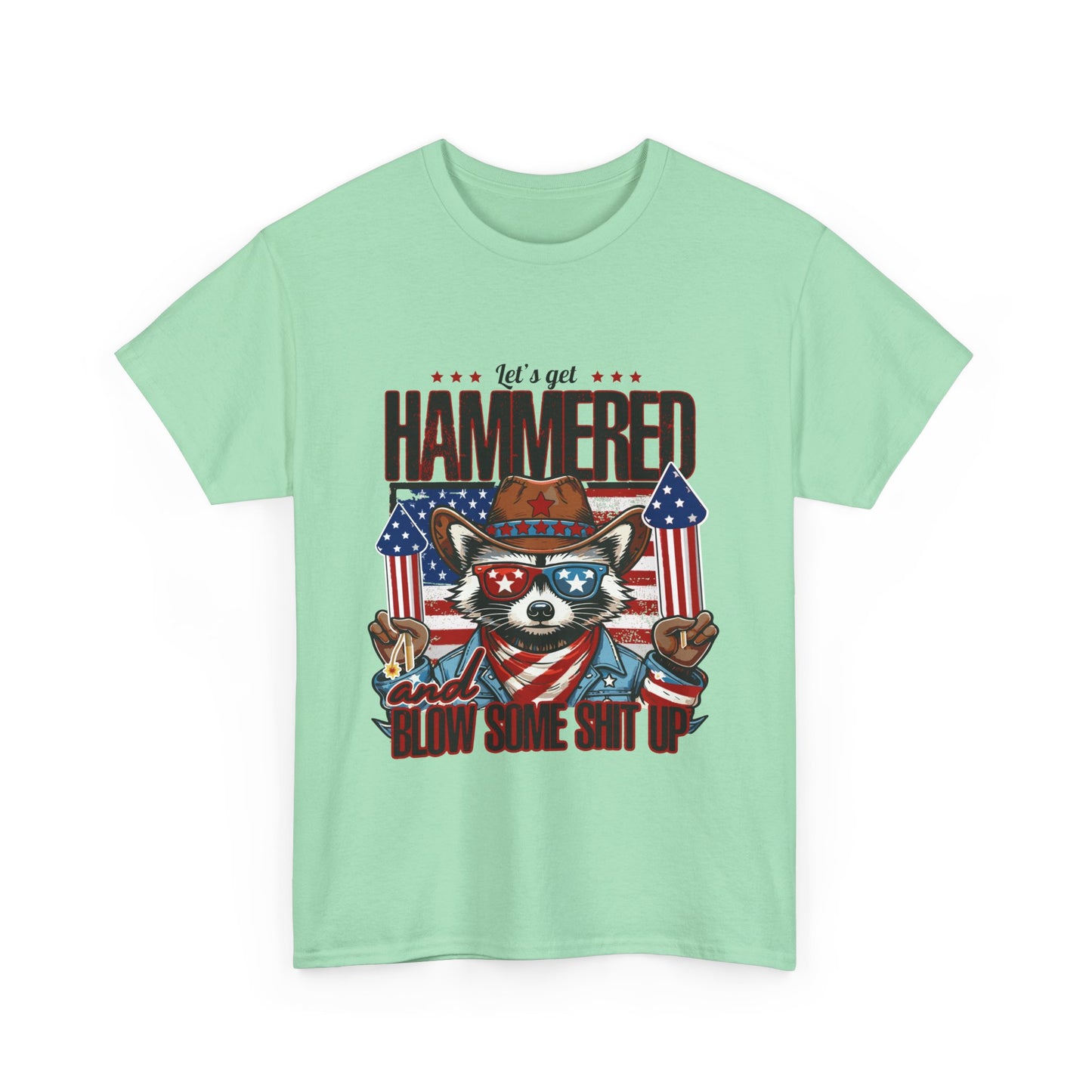 Patriotic Let's Get Hammered! American Party Raccoon Shirt