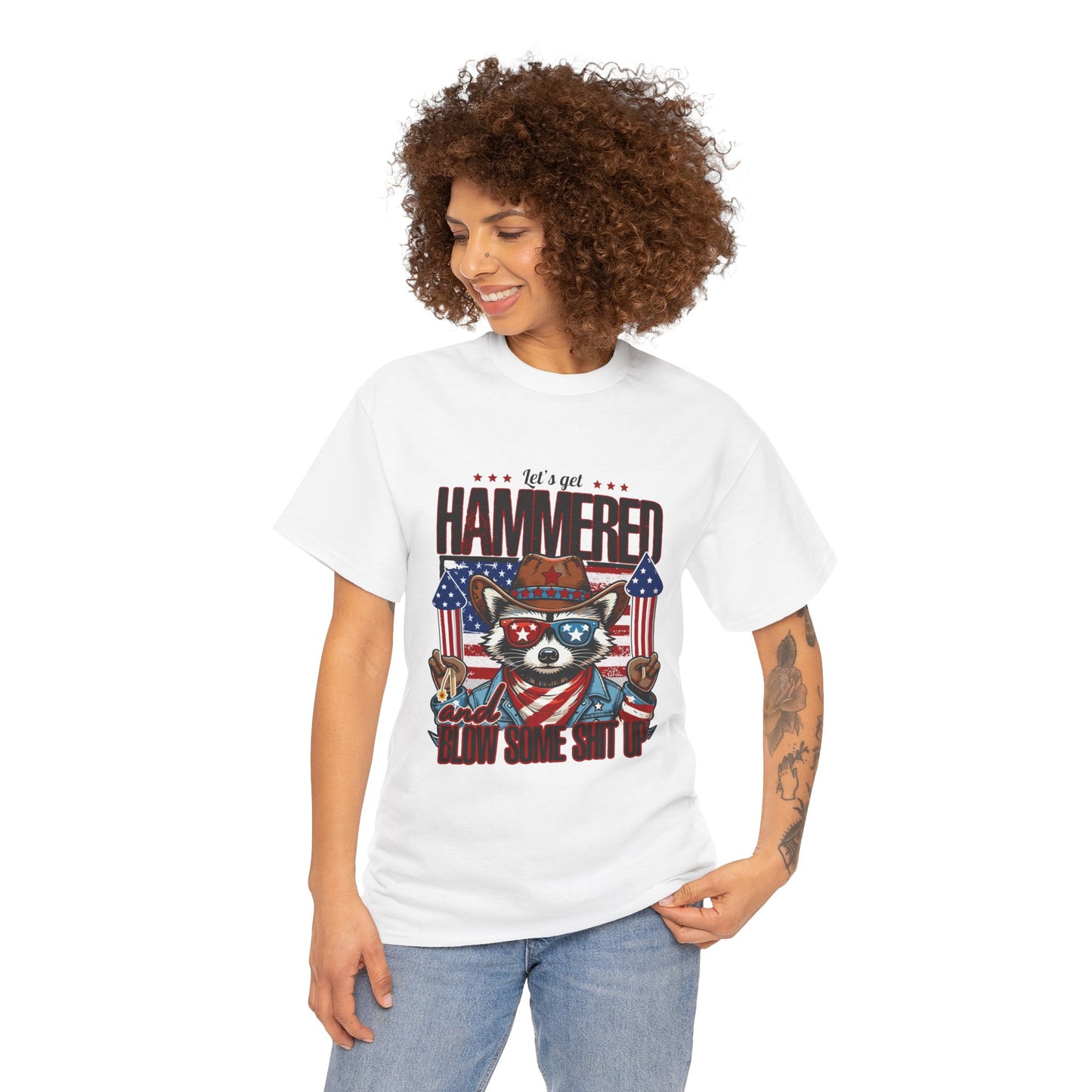 Patriotic Let's Get Hammered! American Party Raccoon Shirt