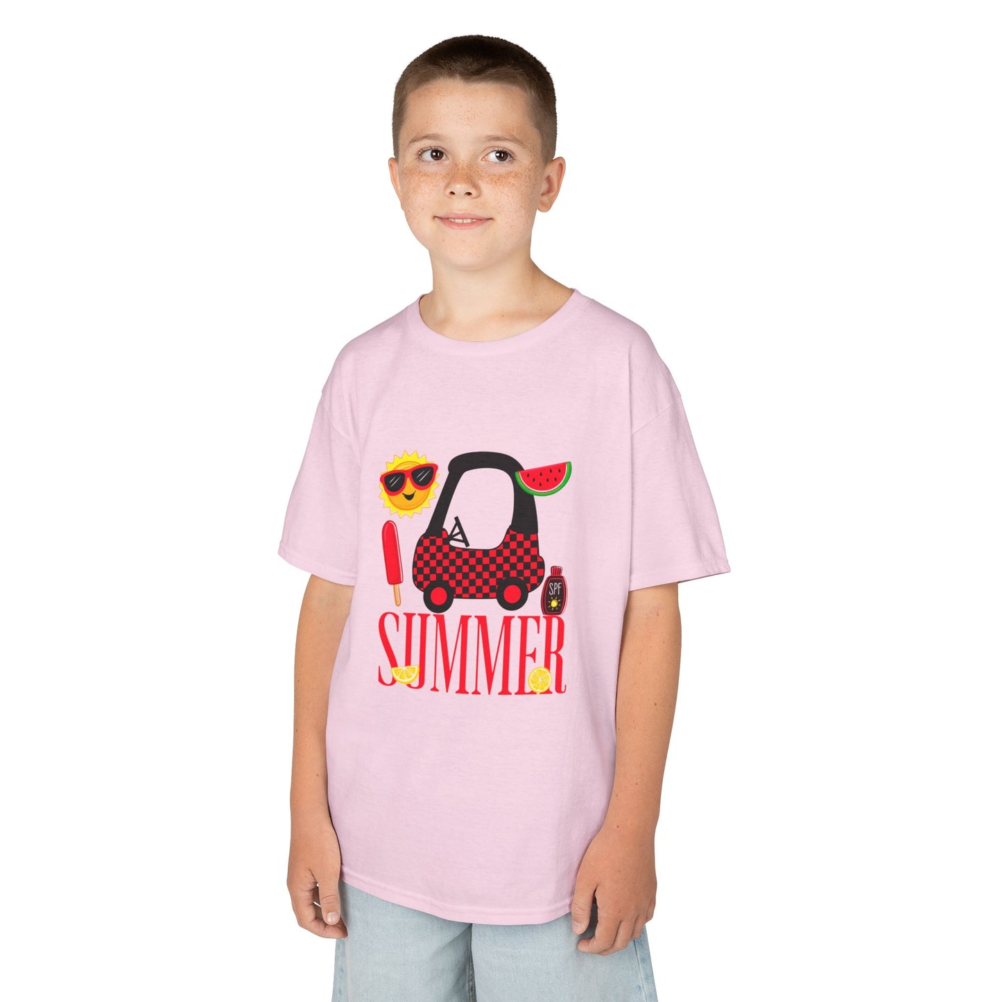 Kids Summer Graphic Tee — 'Summer' Car, Sunglasses & Popsicle Design