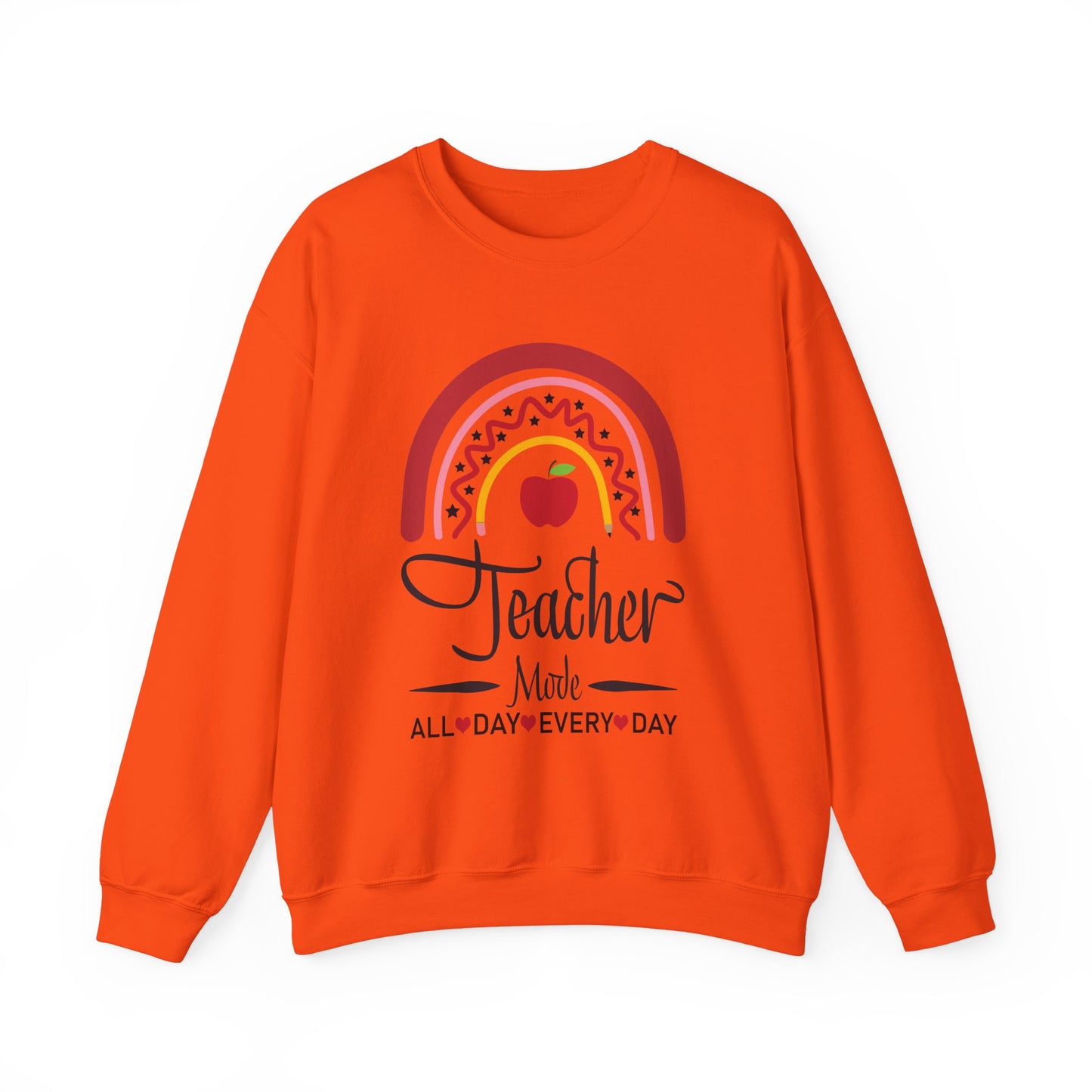 Teacher Made All Day Everyday Crewneck Sweatshirt, Comfortable Gift for Educators, Back to School, Teacher Appreciation, Cozy Gift
