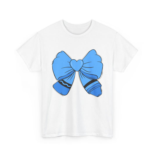 Blue Bow Heart Unisex Tee | Cute Graphic T-Shirt, Gift for Friends, Trendy Casual Wear, Birthday Apparel, Stylish Everyday Top