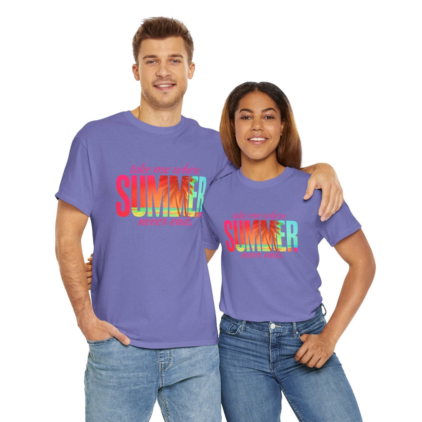 Summer Vibes Unisex Heavy Cotton Tee, Beachwear, Vacation Shirt, Gift for Summer Lovers, Casual Summer Tee, Outdoor Activities Wear