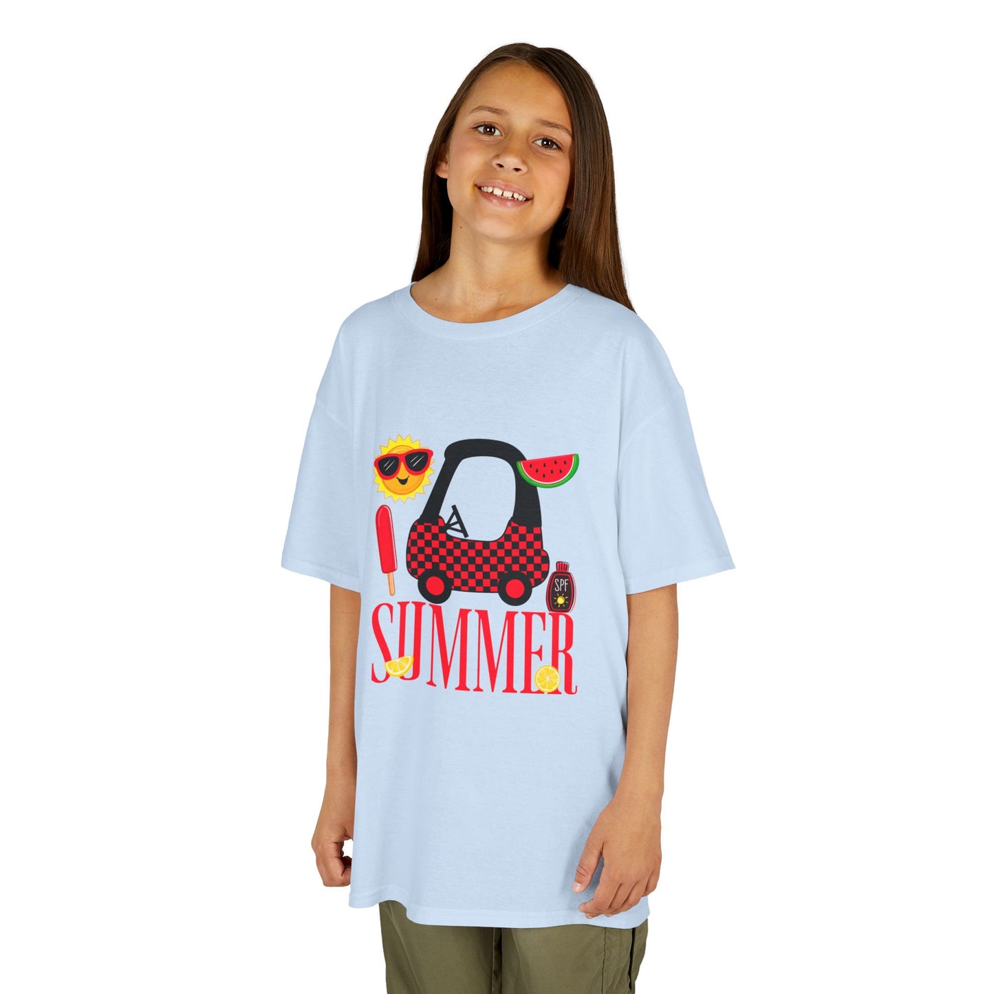 Kids Summer Graphic Tee — 'Summer' Car, Sunglasses & Popsicle Design