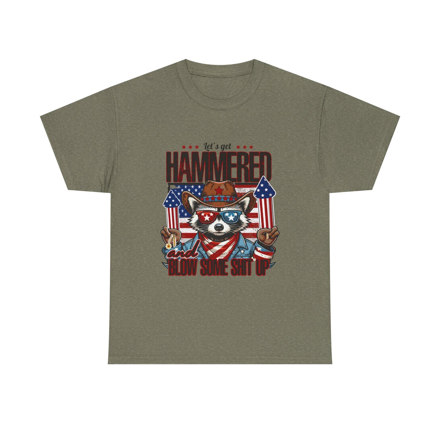 Patriotic Let's Get Hammered! American Party Raccoon Shirt