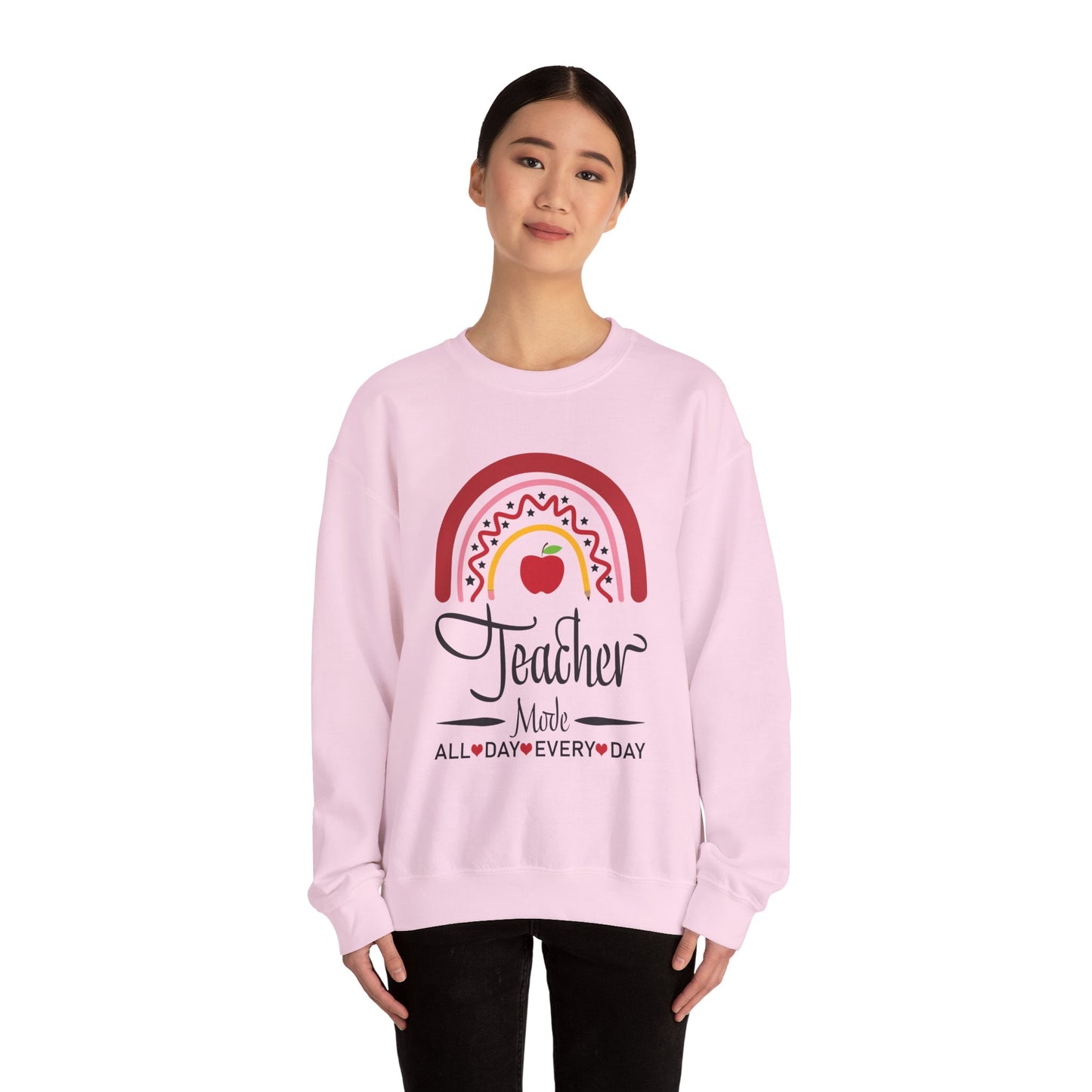 Teacher Made All Day Everyday Crewneck Sweatshirt, Comfortable Gift for Educators, Back to School, Teacher Appreciation, Cozy Gift
