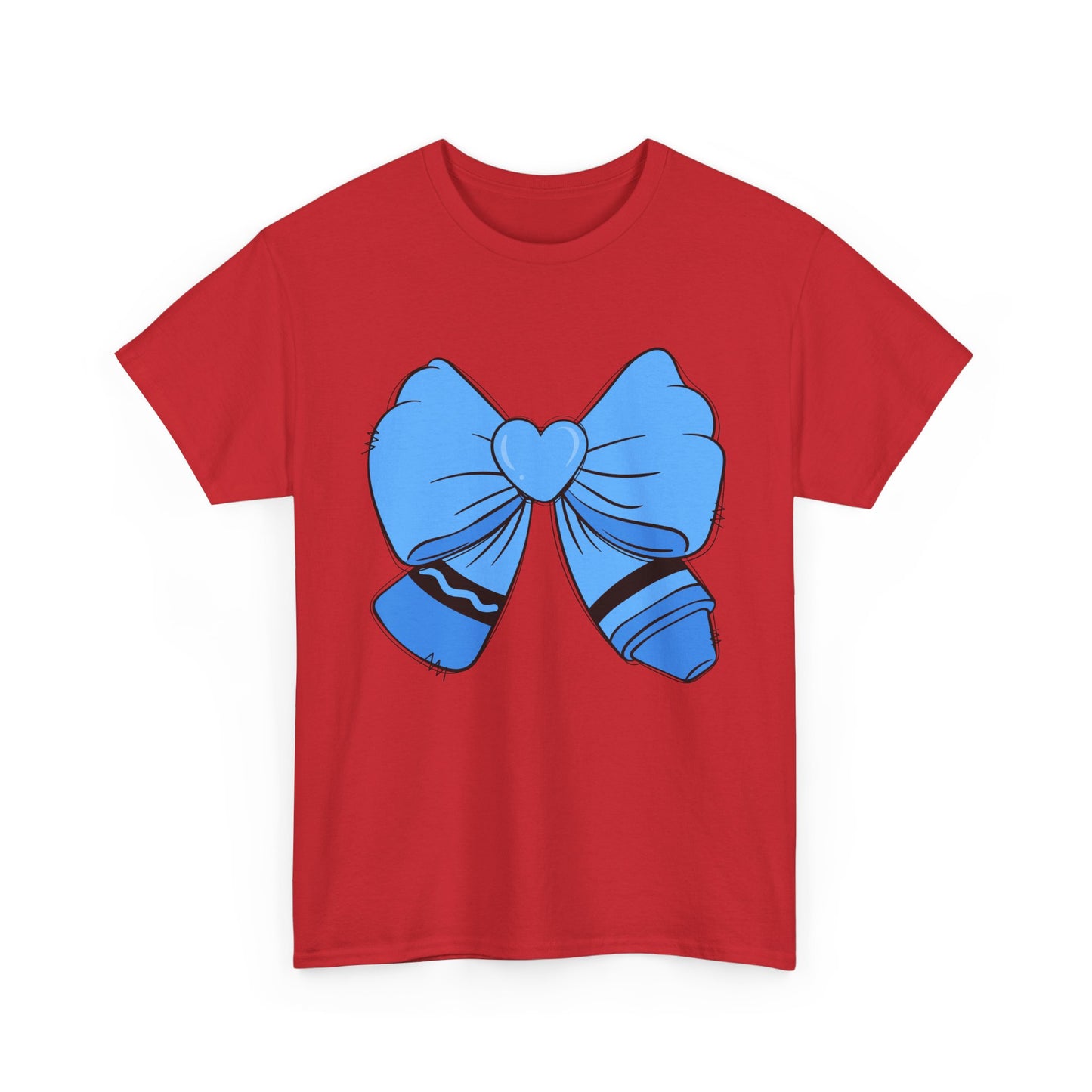 Blue Bow Heart Unisex Tee | Cute Graphic T-Shirt, Gift for Friends, Trendy Casual Wear, Birthday Apparel, Stylish Everyday Top