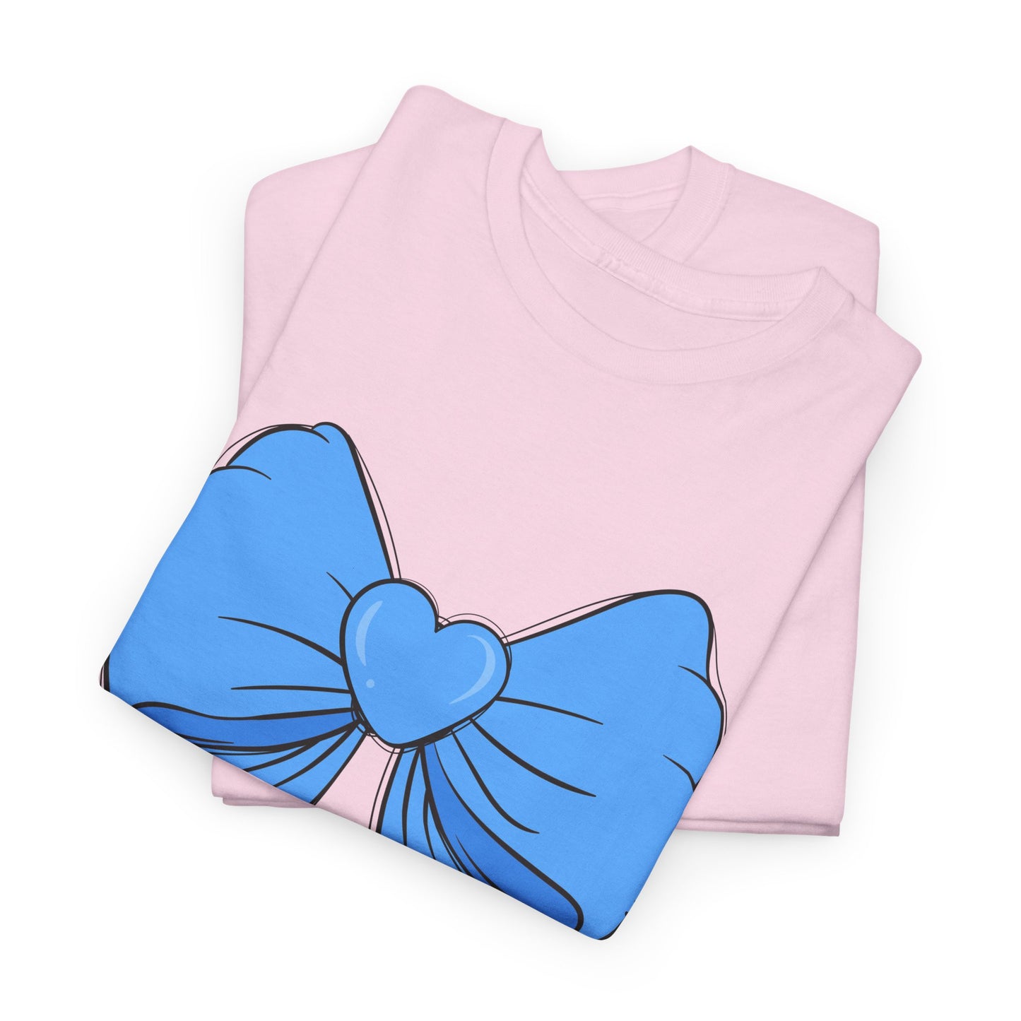 Blue Bow Heart Unisex Tee | Cute Graphic T-Shirt, Gift for Friends, Trendy Casual Wear, Birthday Apparel, Stylish Everyday Top