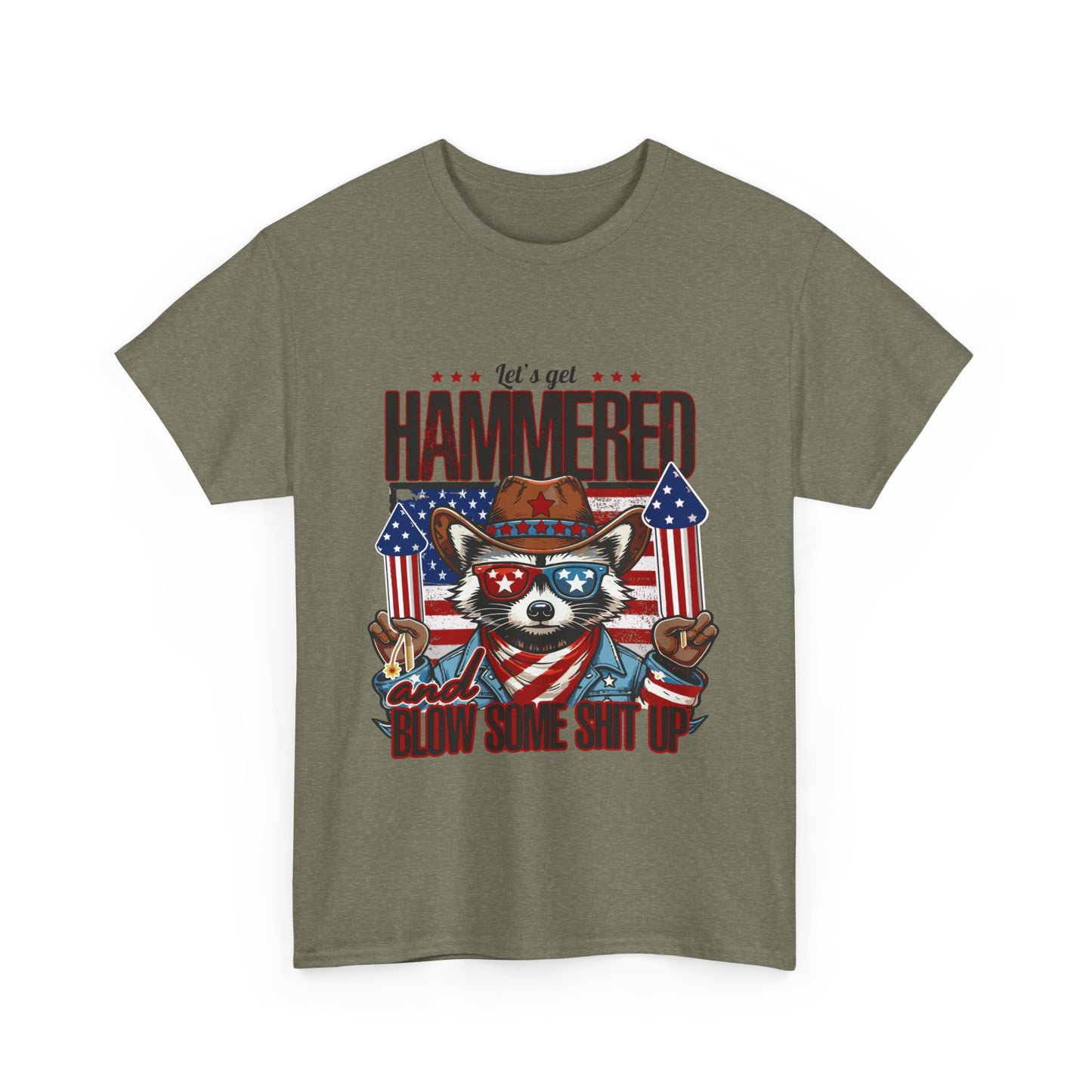 Patriotic Let's Get Hammered! American Party Raccoon Shirt