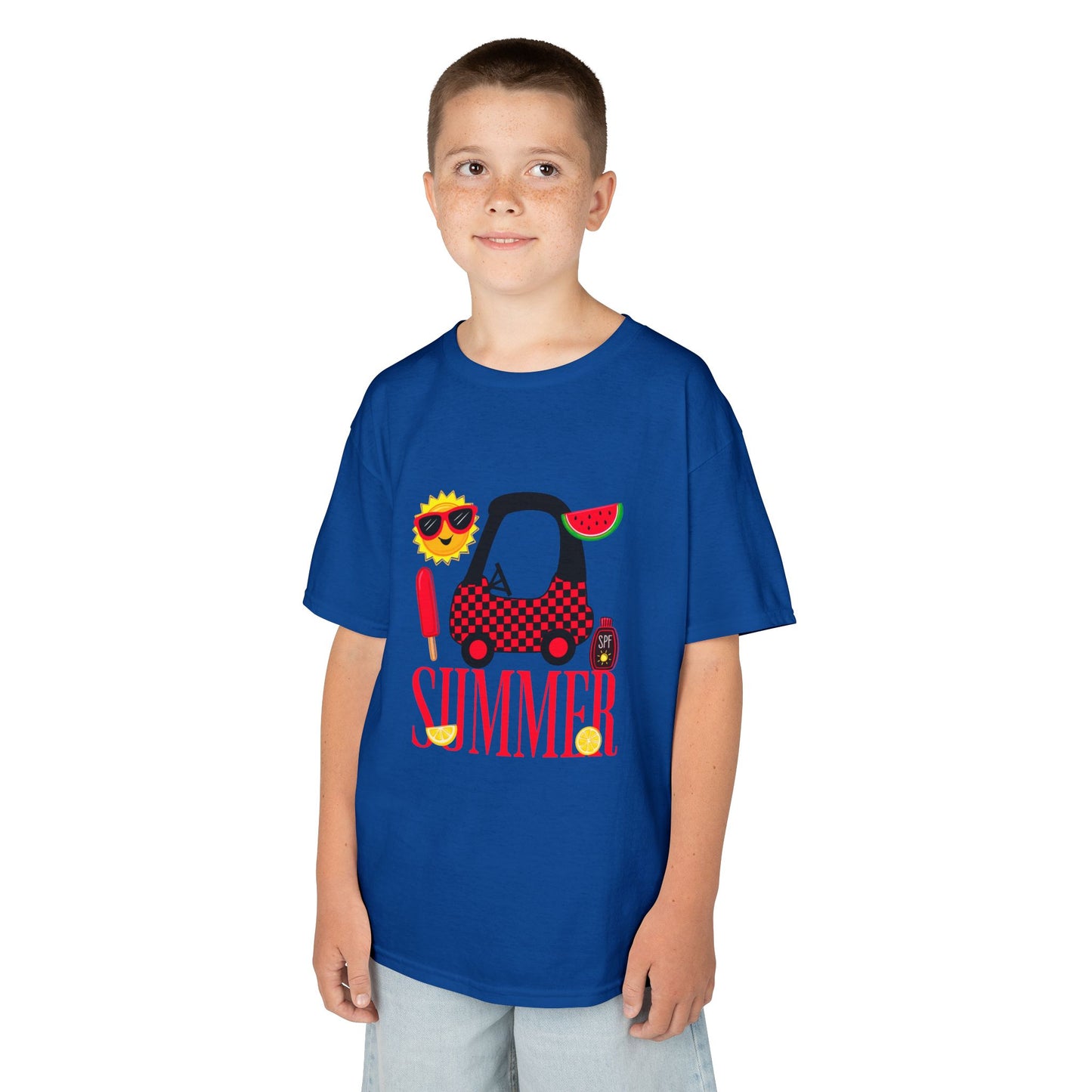 Kids Summer Graphic Tee — 'Summer' Car, Sunglasses & Popsicle Design