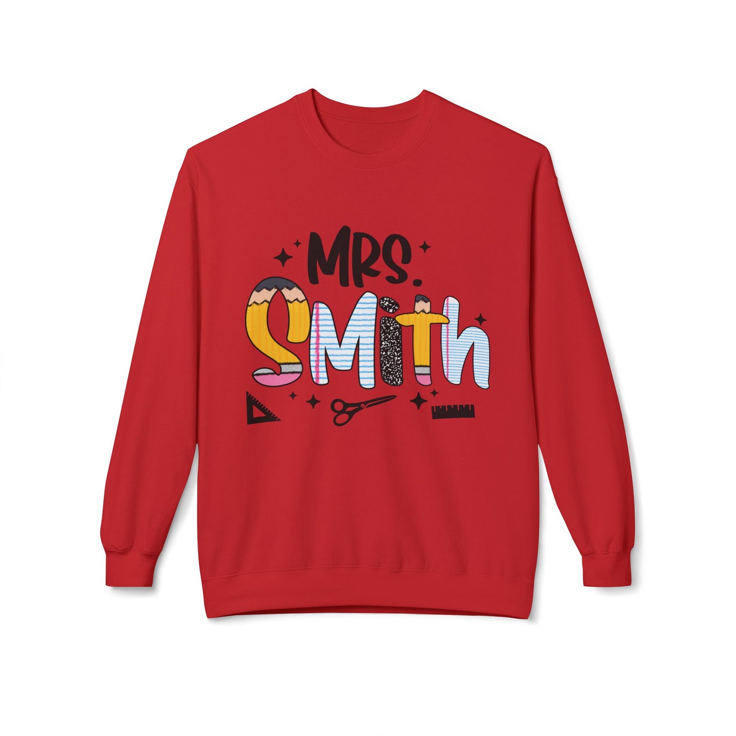 Personalized Mrs. Smith Crewneck Sweatshirt, Custom Fleece Sweatshirt, Cozy Gift for Her, Wedding Gift, Teacher Apparel, Fun Family Gift
